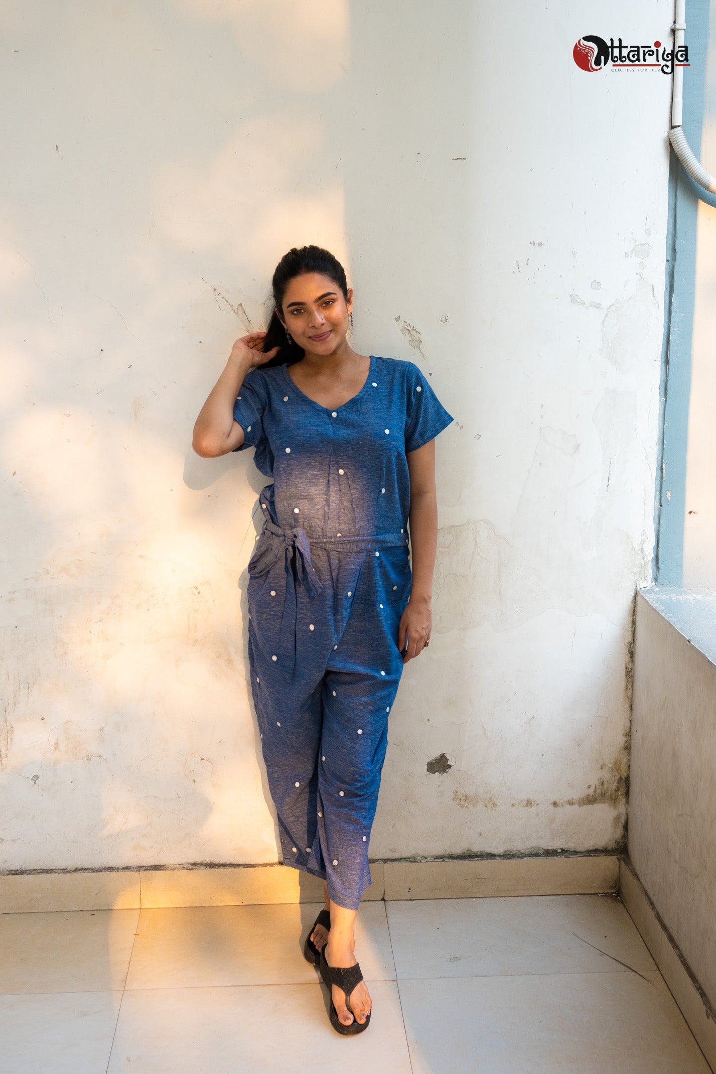Cornflower Blue Whisper Handspun Cotton Jumpsuit - Uttariya