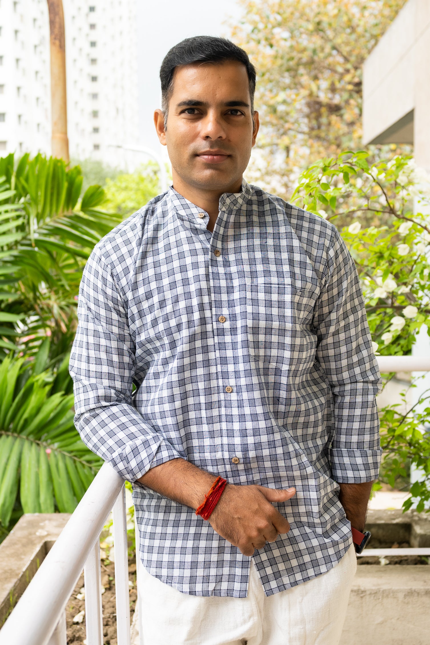 Handloom Black & white check shirt - Uttariya