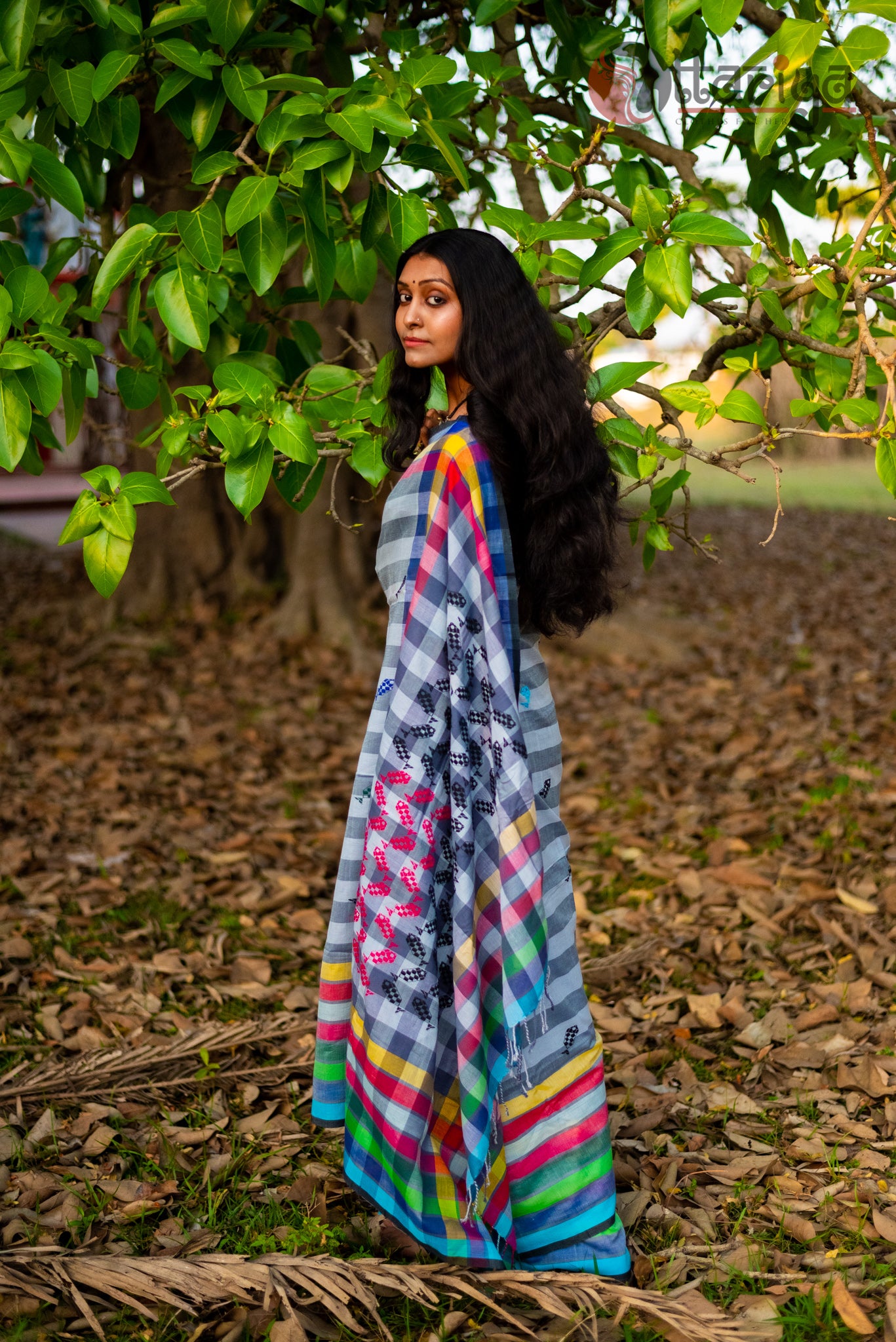 Mixed Color Bhuj Handloom Saree - Uttariya