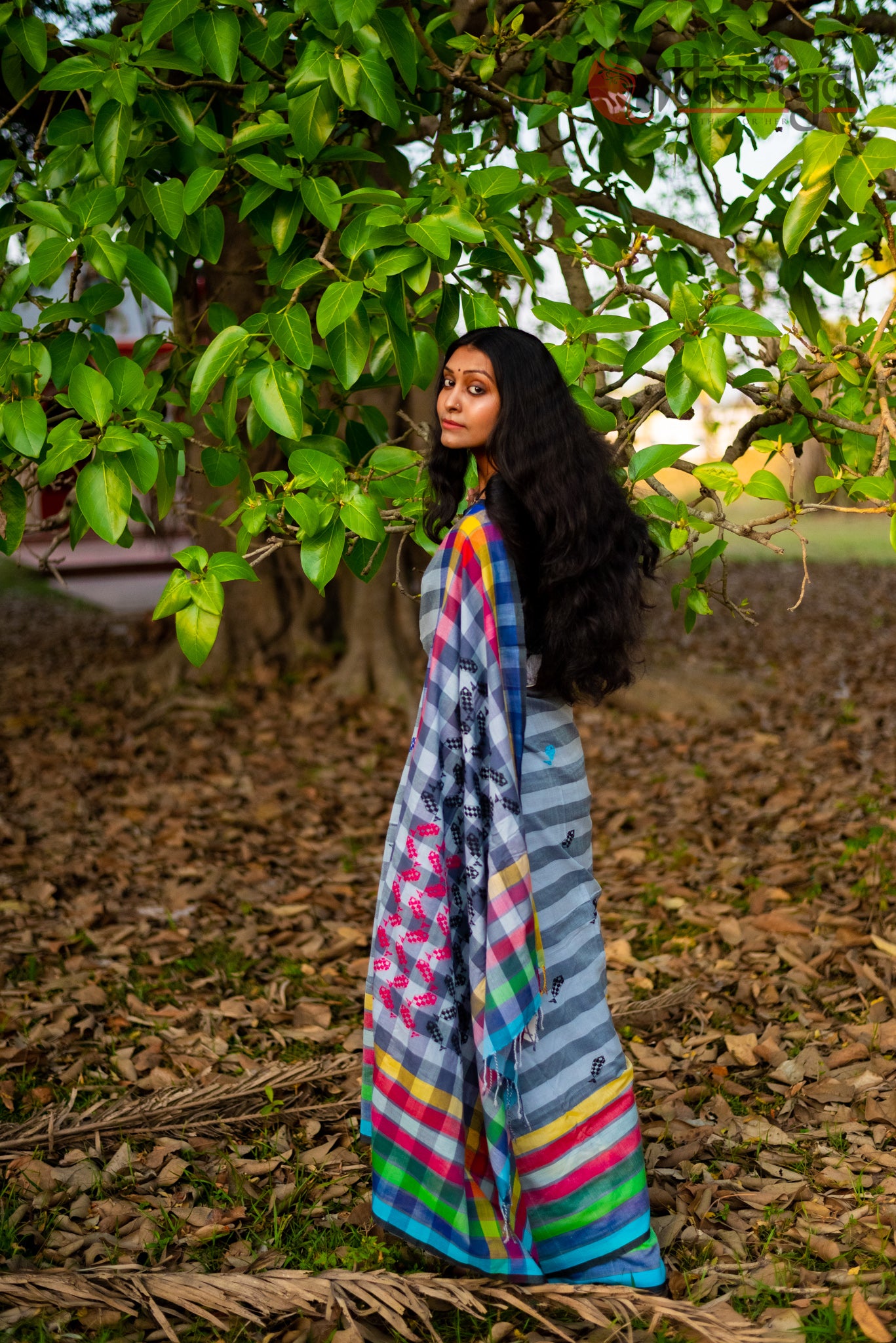 Mixed Color Bhuj Handloom Saree - Uttariya