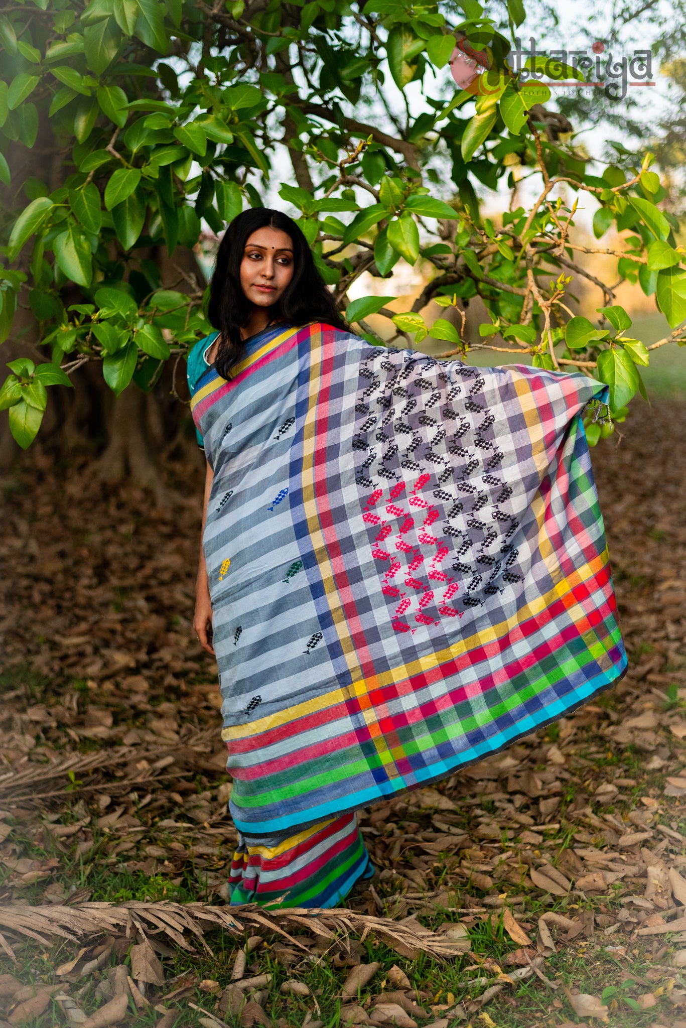 Mixed Color Bhuj Handloom Saree - Uttariya