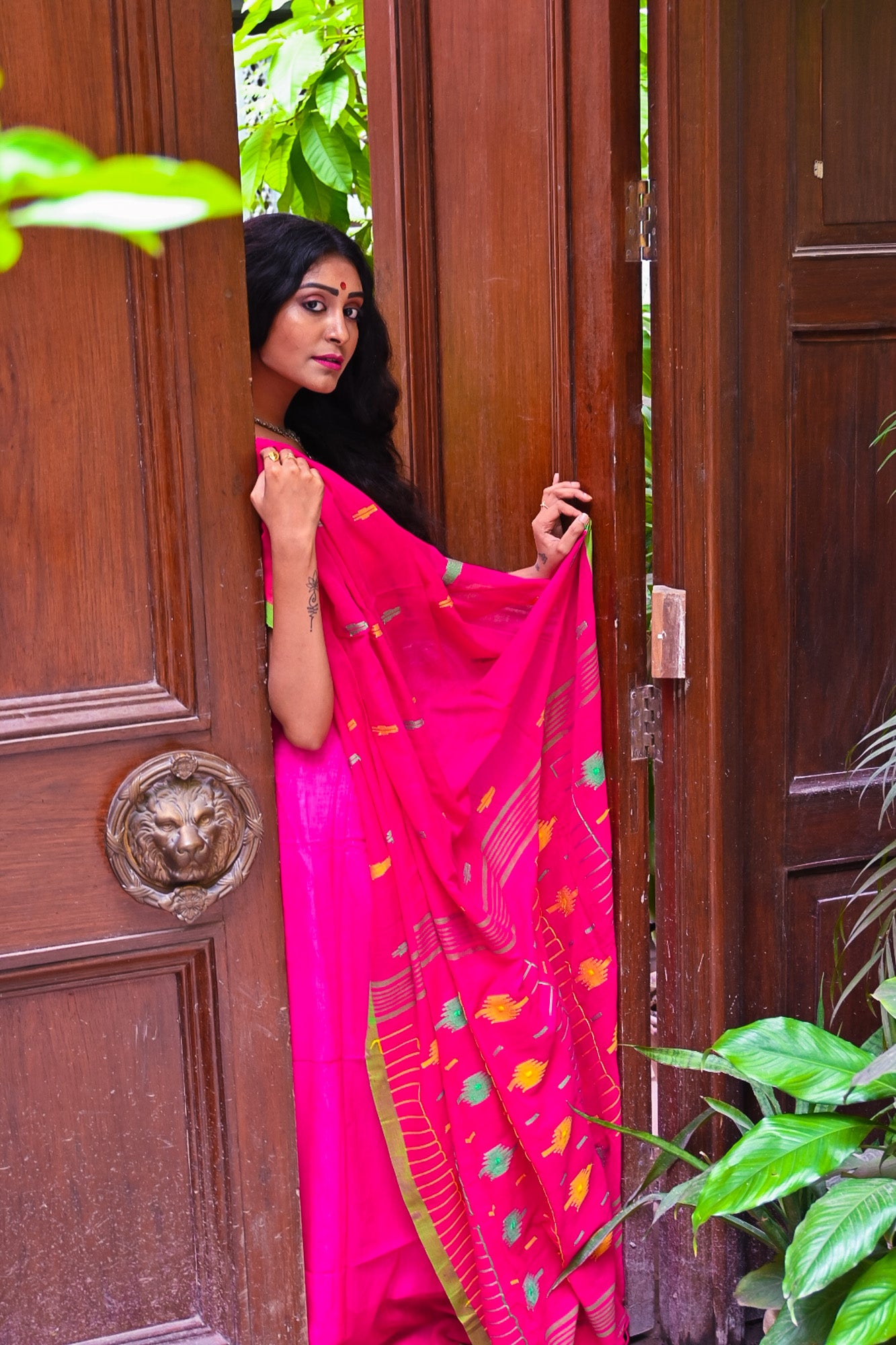 Rani Jamdani Saree - Uttariya