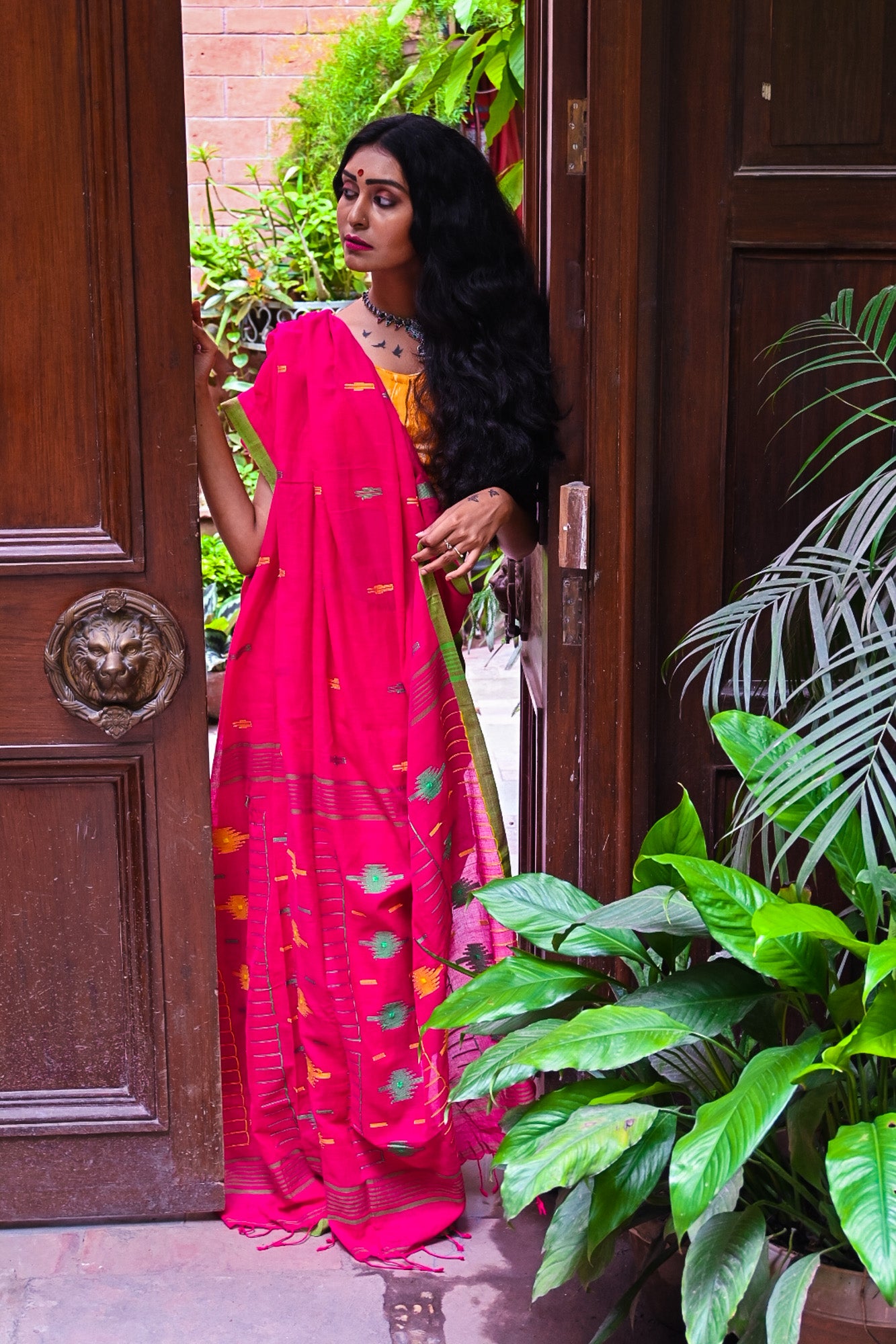 Rani Jamdani Saree - Uttariya