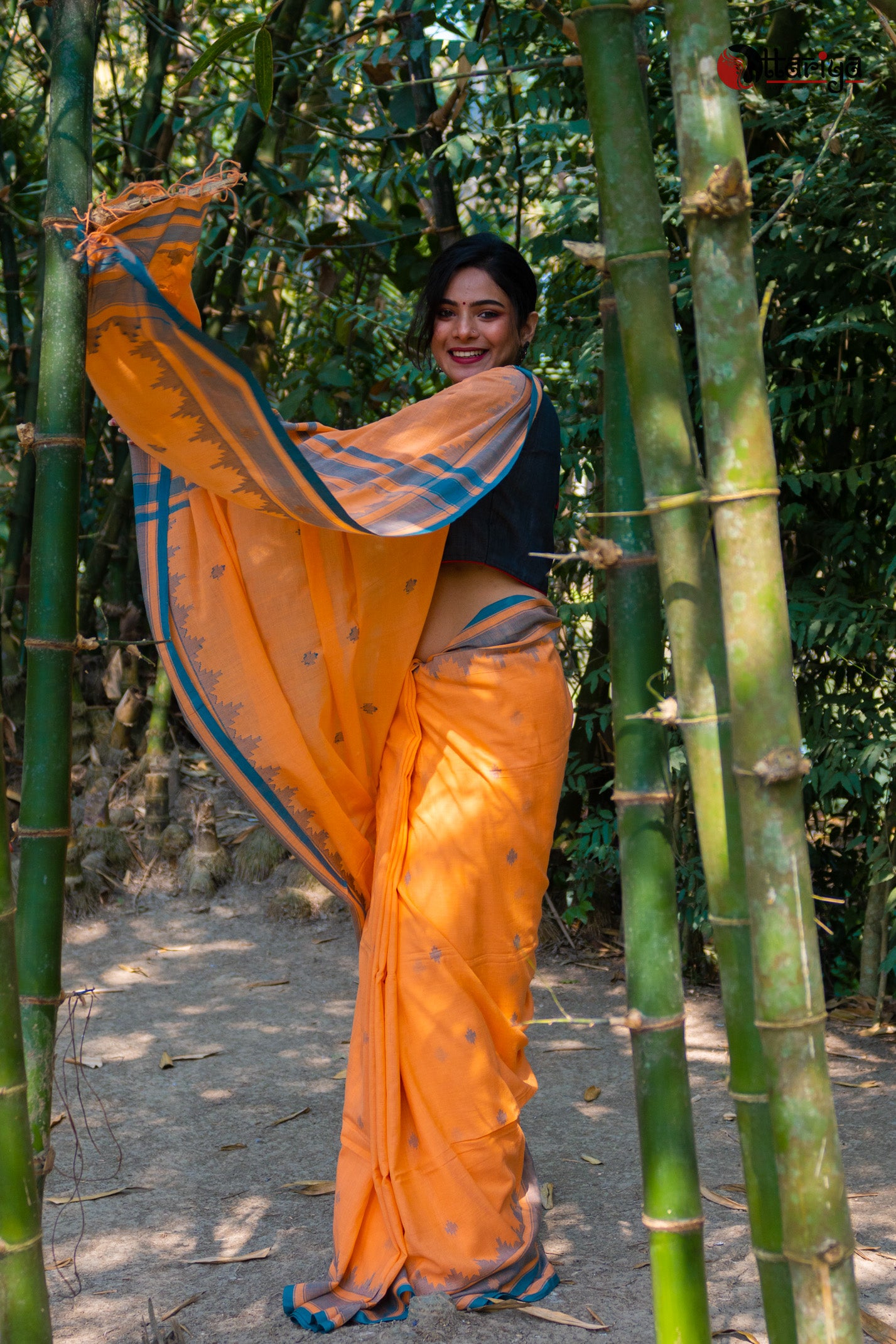 Handspun Temple Kusum Jamdani Saree