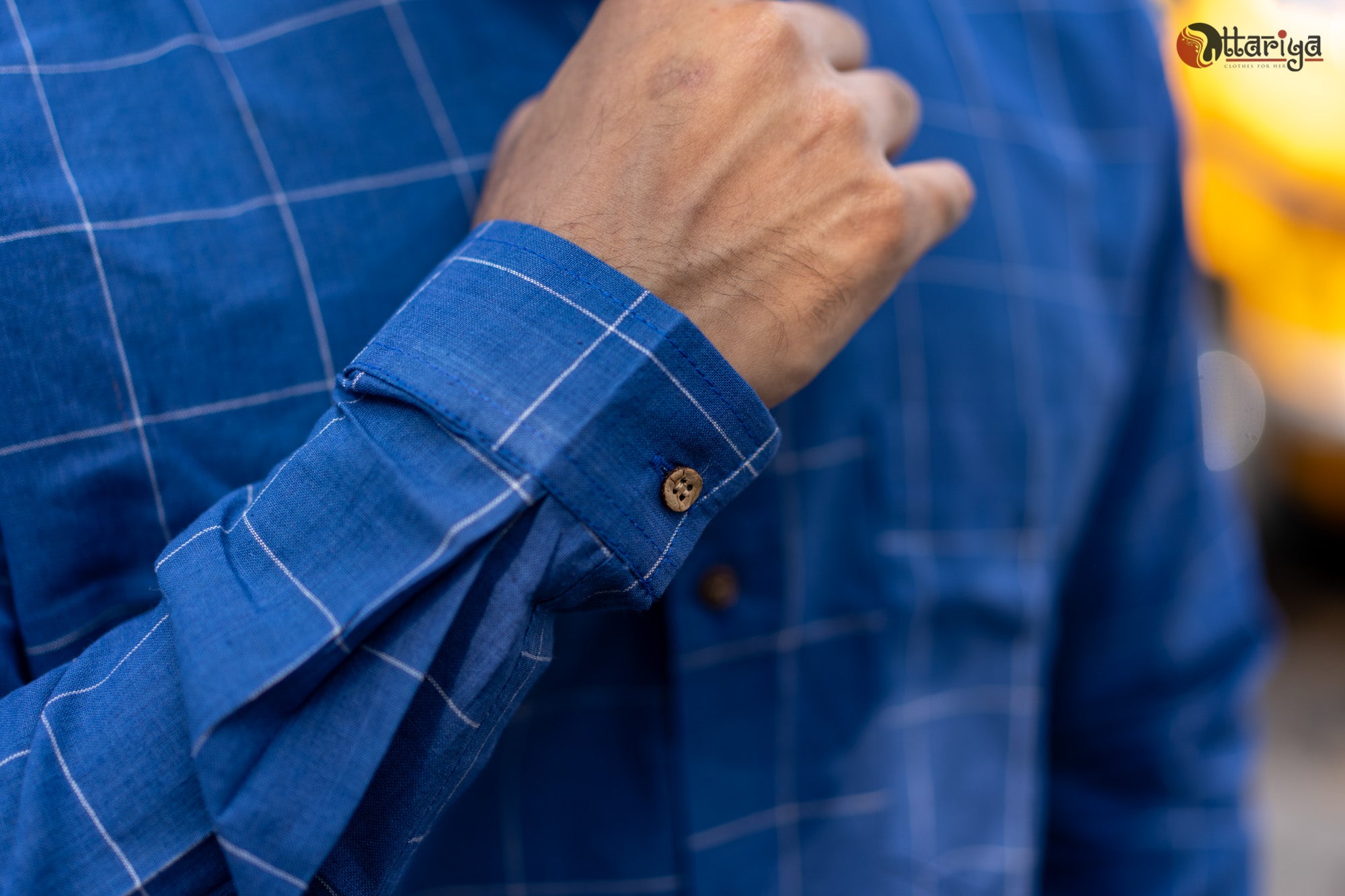 Blue Cotton Check Shirt - Uttariya