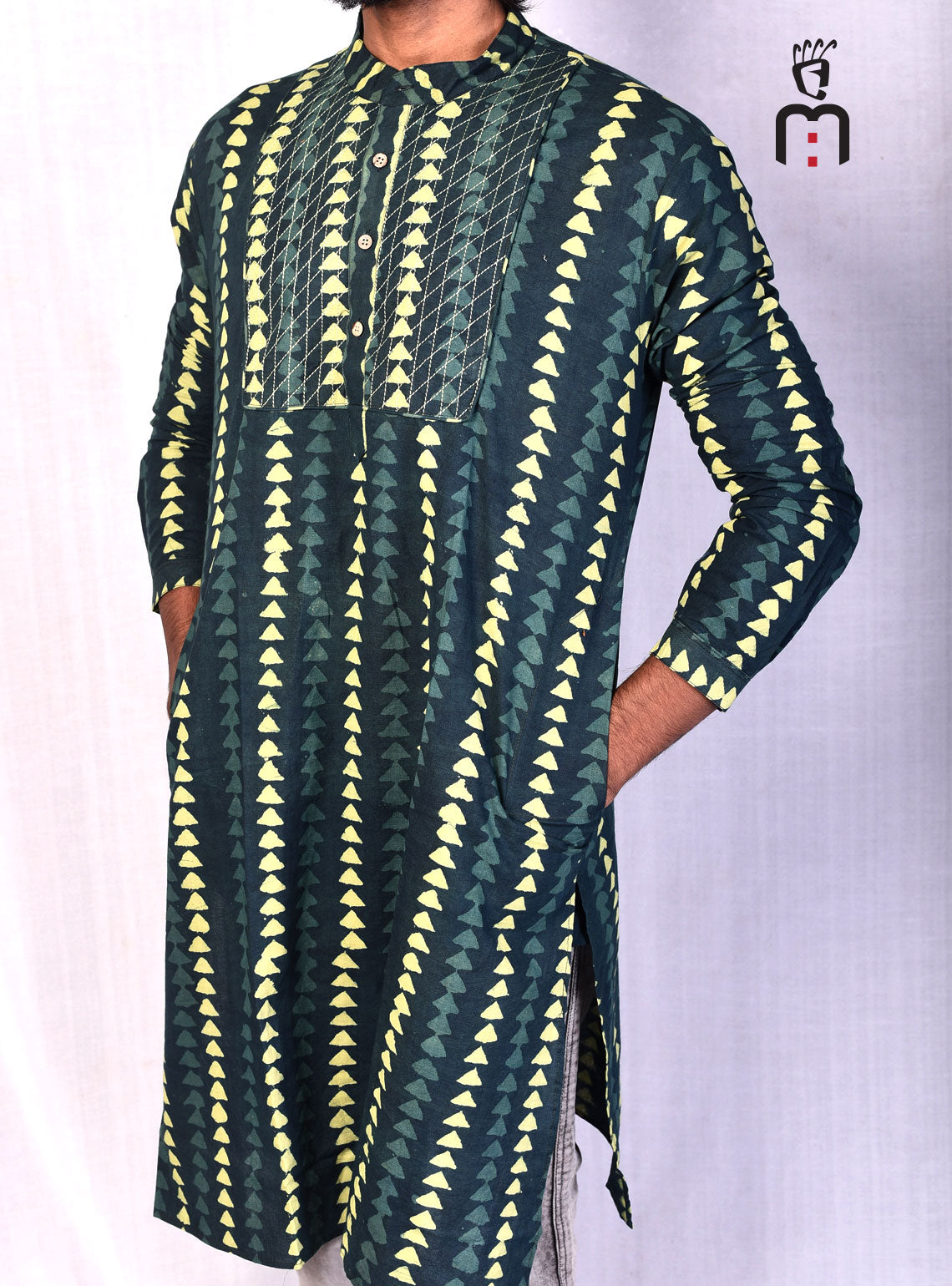 Forest Green Long Kurta - Uttariya