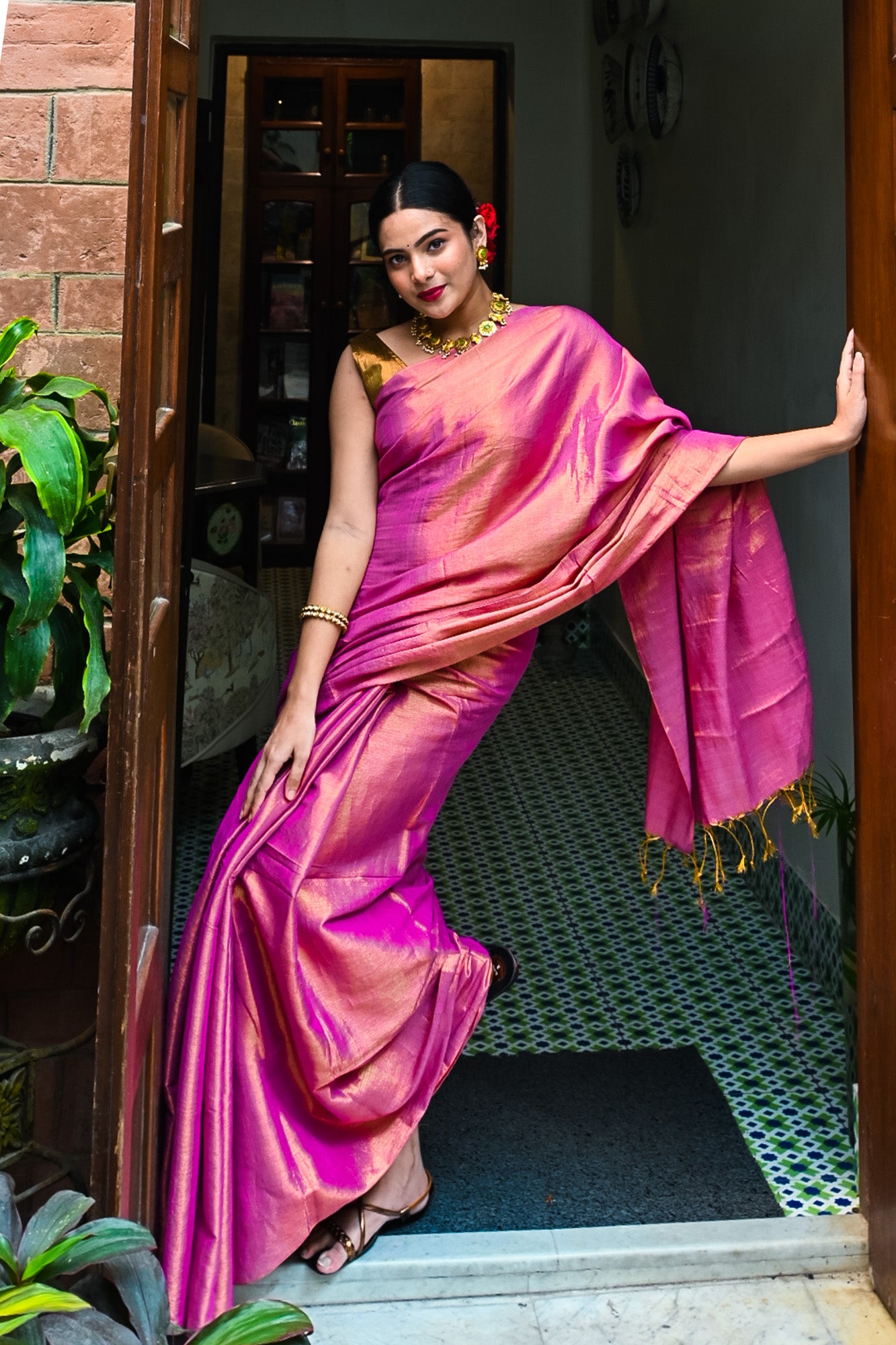 Piyaji Makhmal Saree - Uttariya