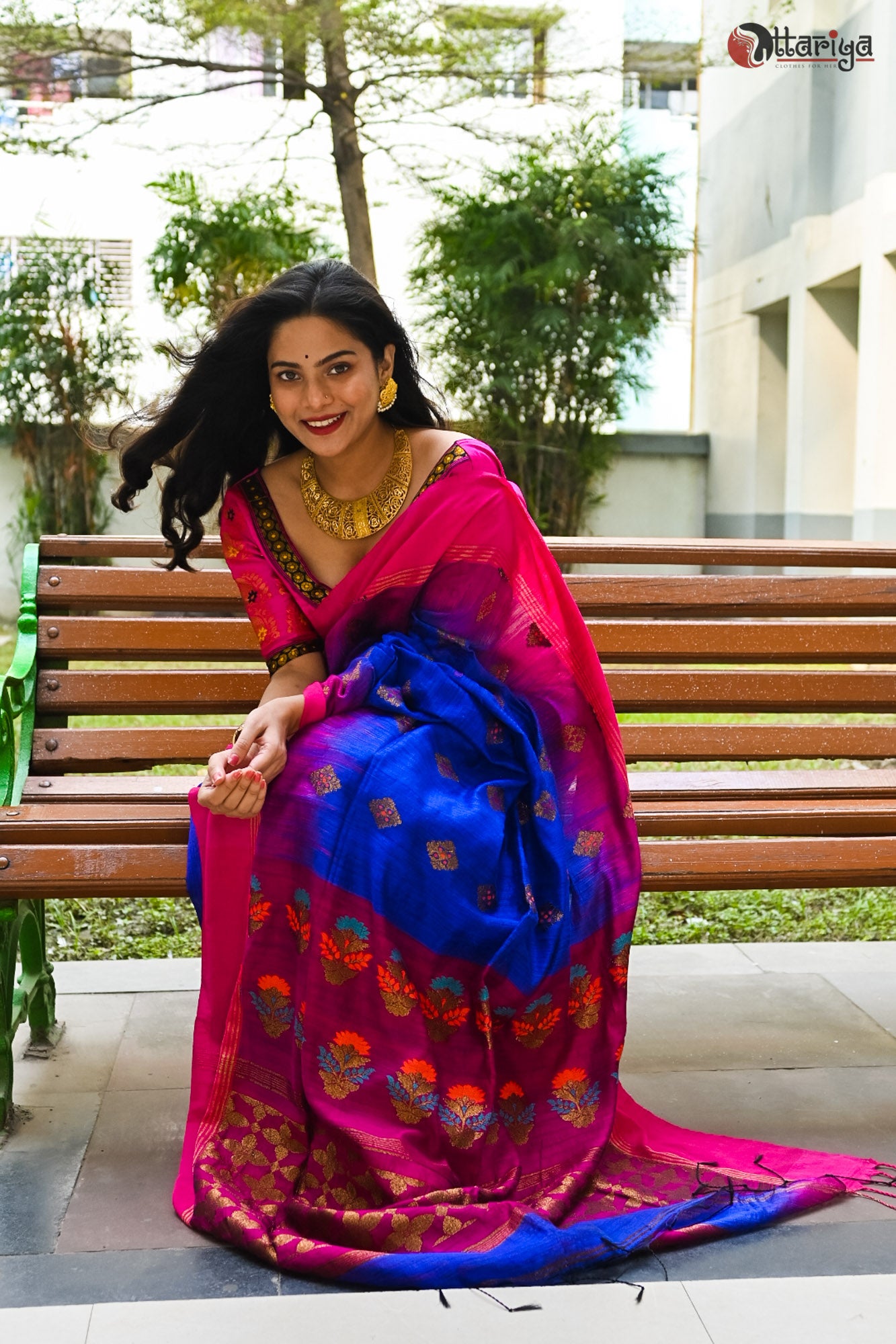 Blue matka Silk Saree - Uttariya