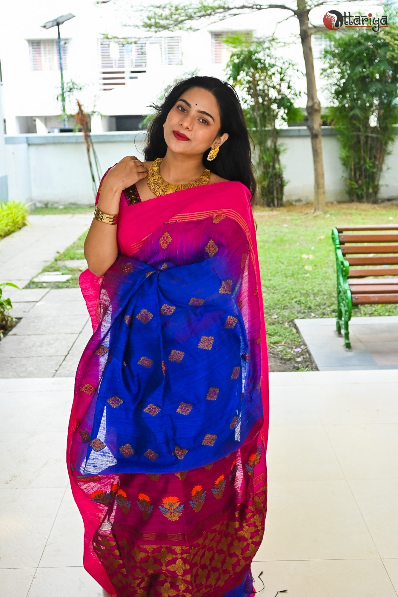 Blue matka Silk Saree - Uttariya