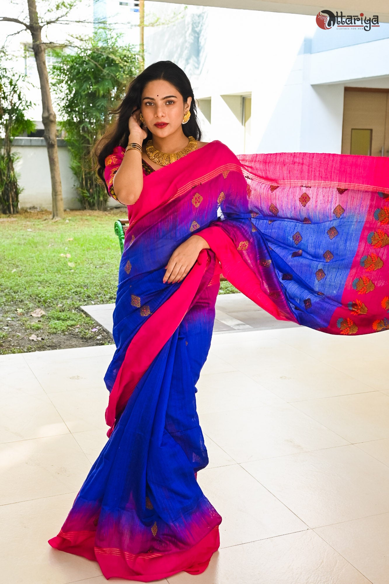 Blue matka Silk Saree - Uttariya