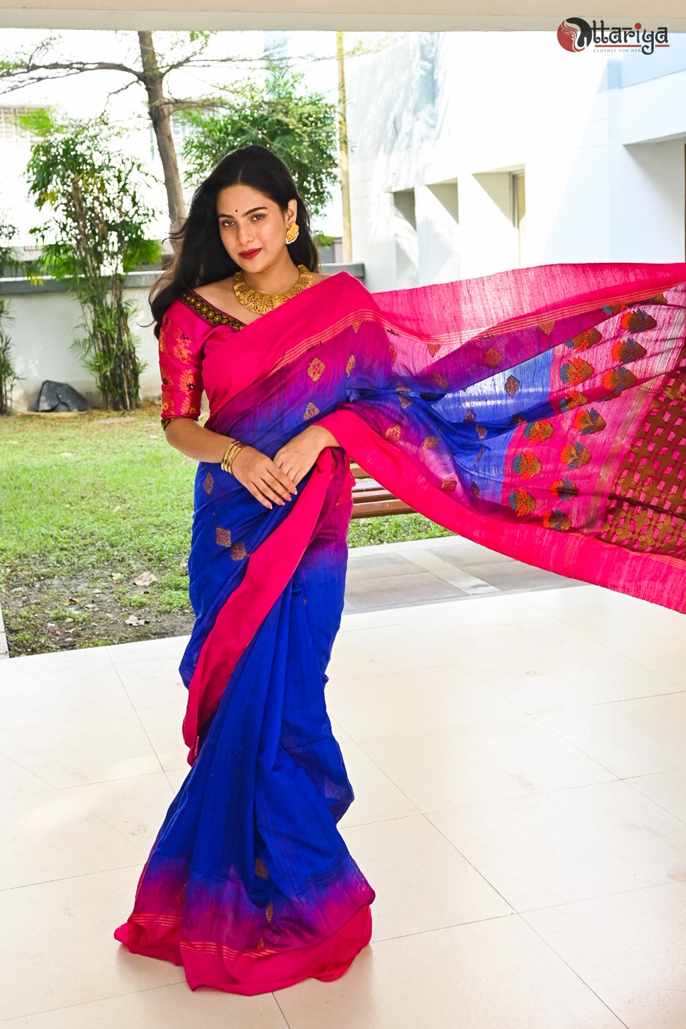 Blue matka Silk Saree - Uttariya