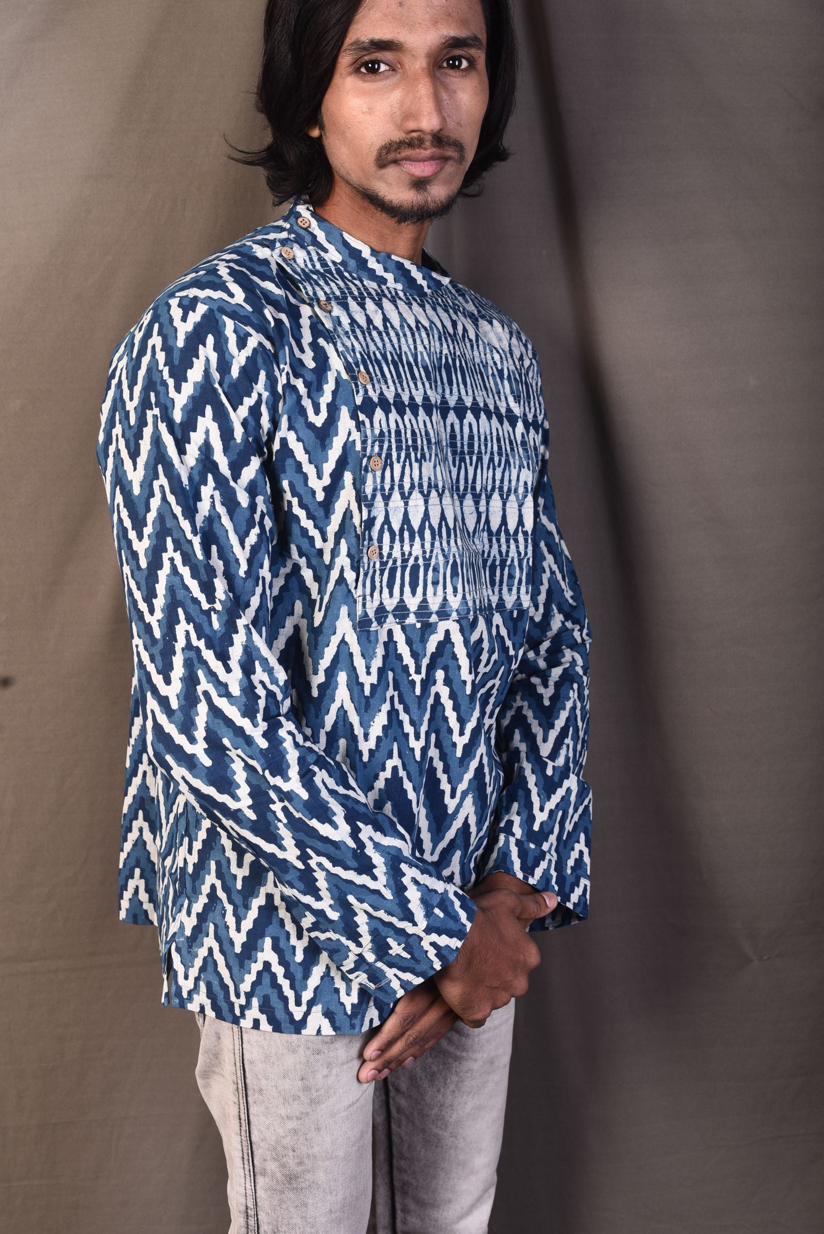 Indigo Zig Zag - Uttariya