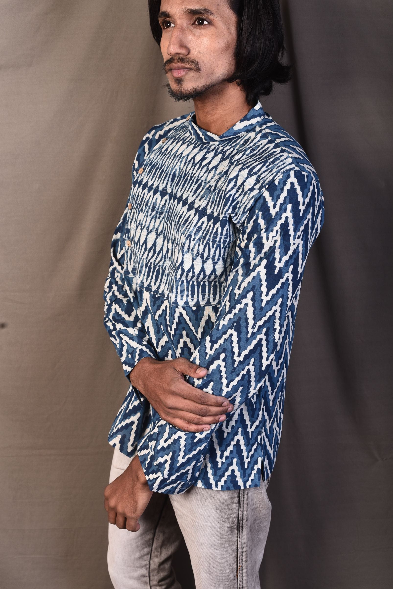 Indigo Zig Zag - Uttariya