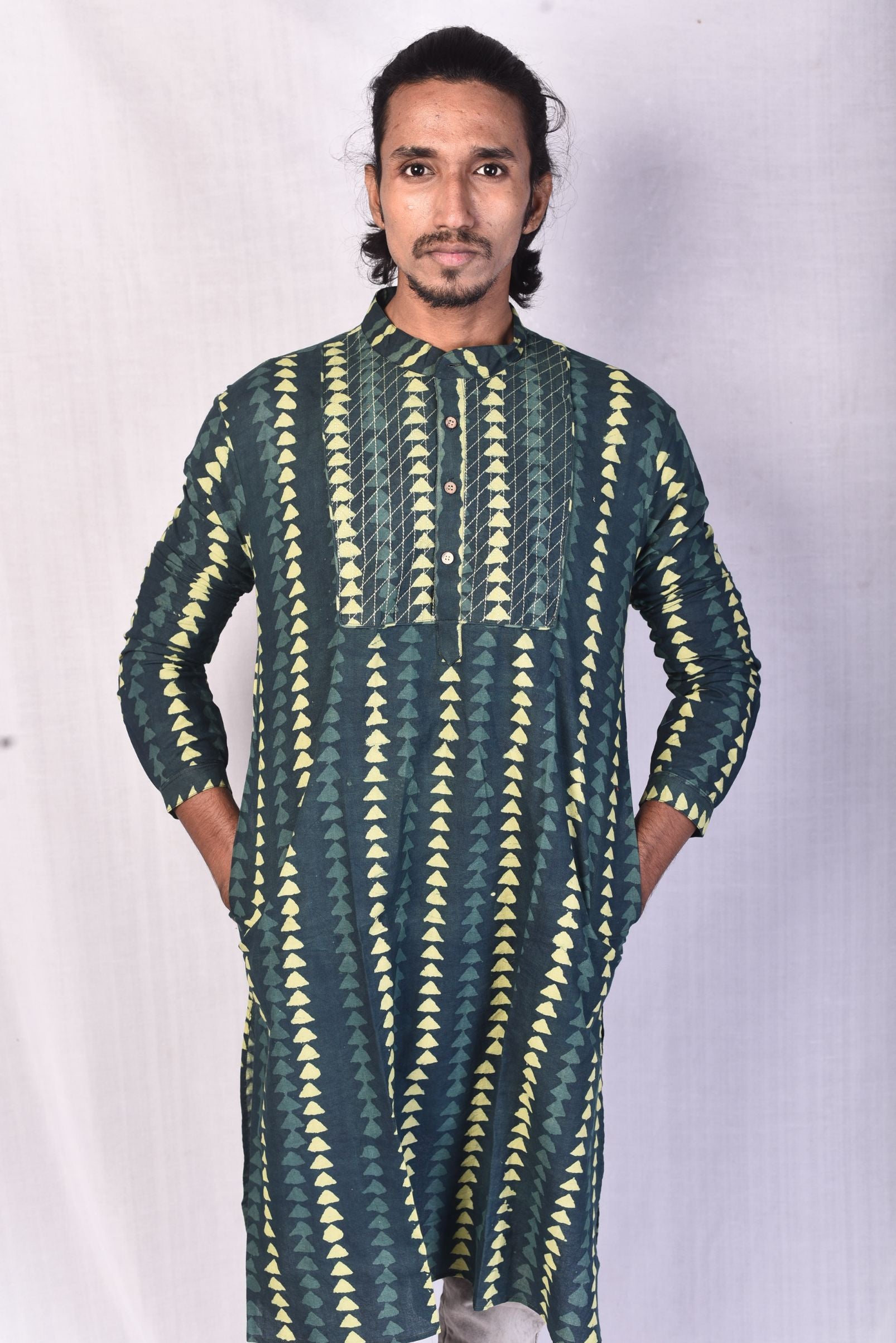 Forest Green Long Kurta - Uttariya