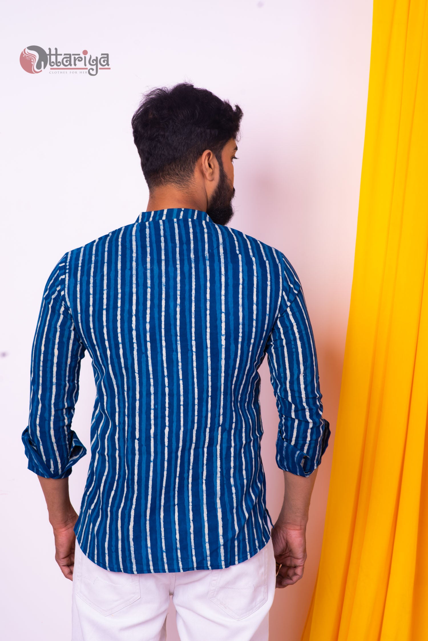 Handloom Cotton Indigo Kurta - Uttariya
