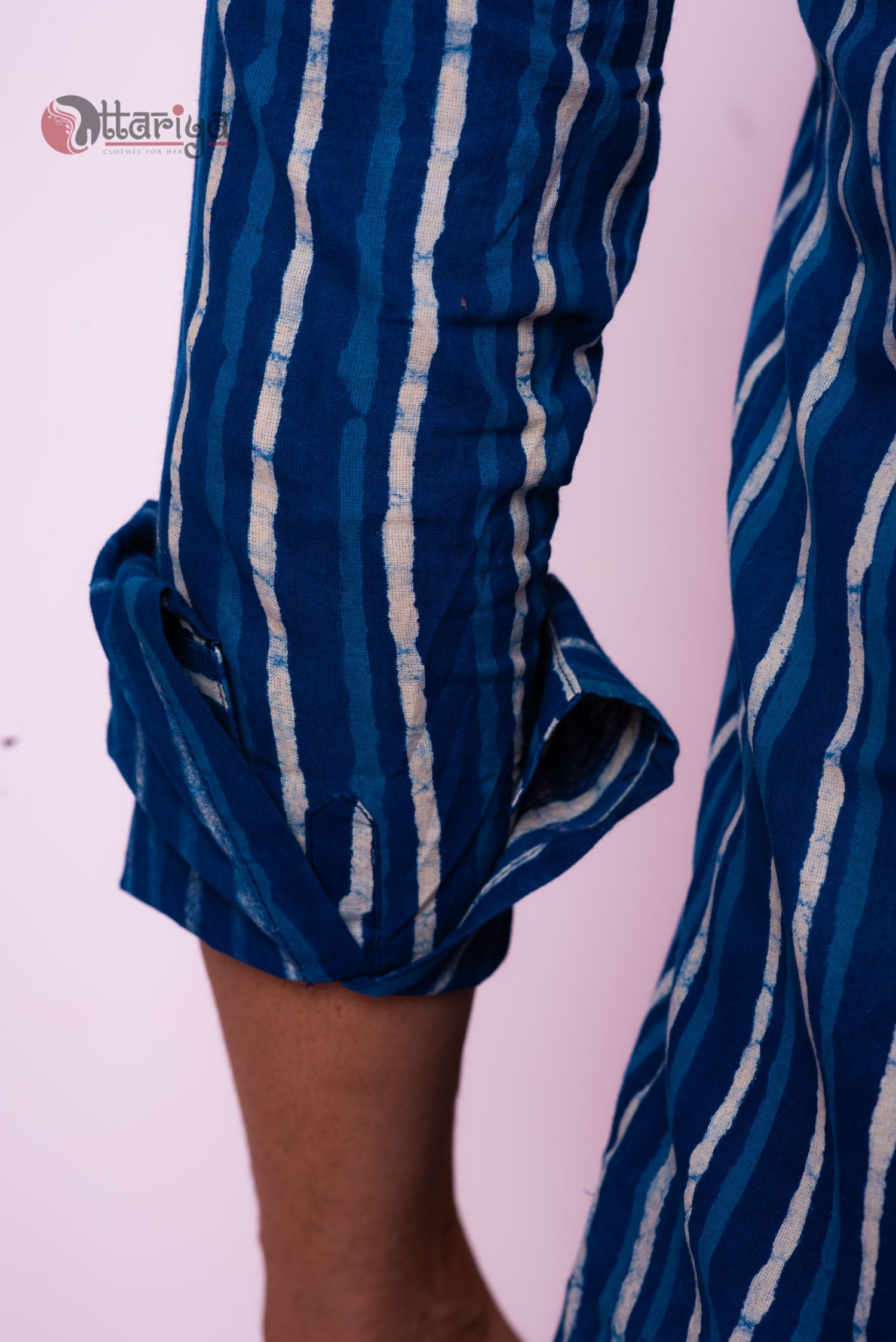 Handloom Cotton Indigo Kurta - Uttariya