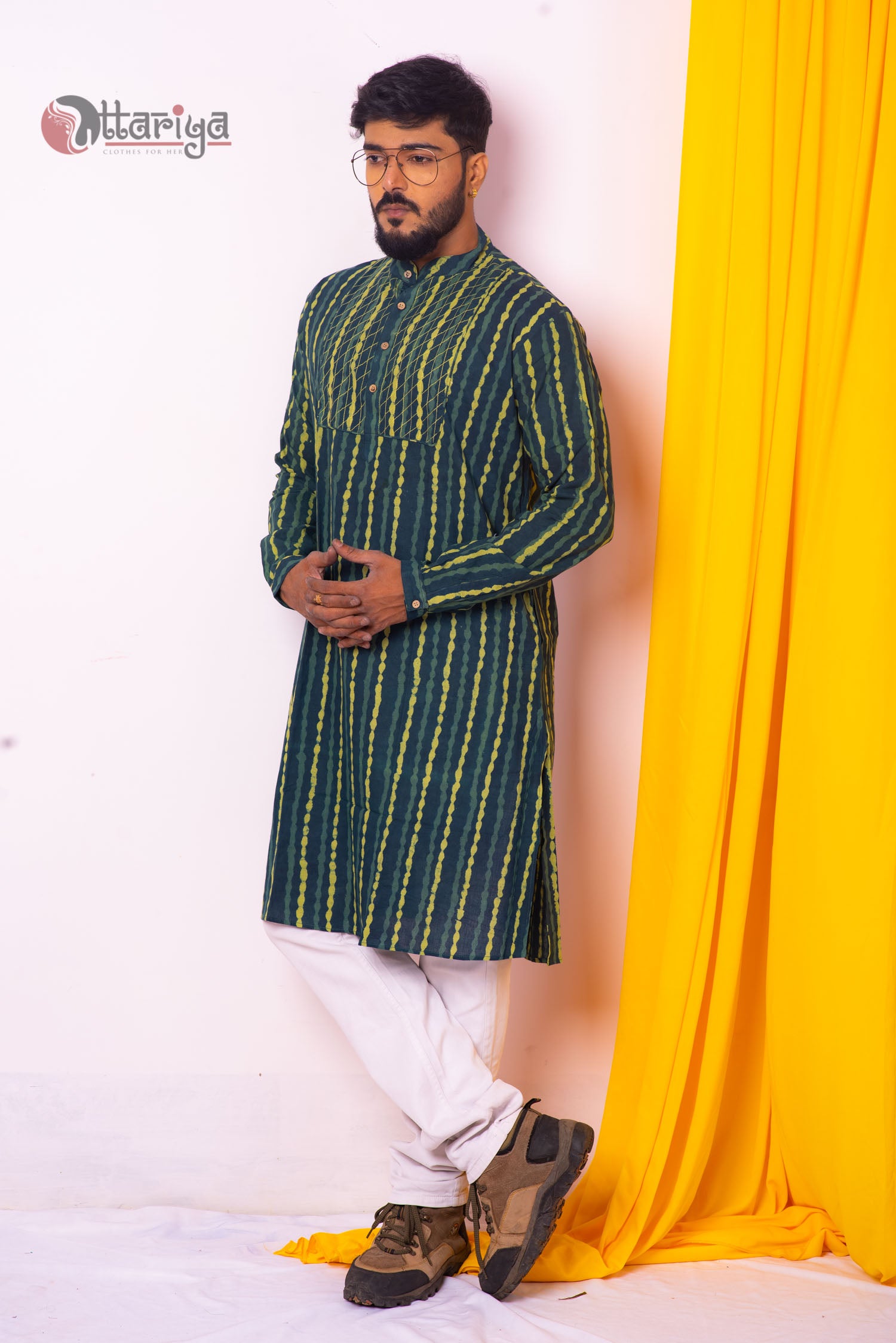 Denim long Kurta - Uttariya