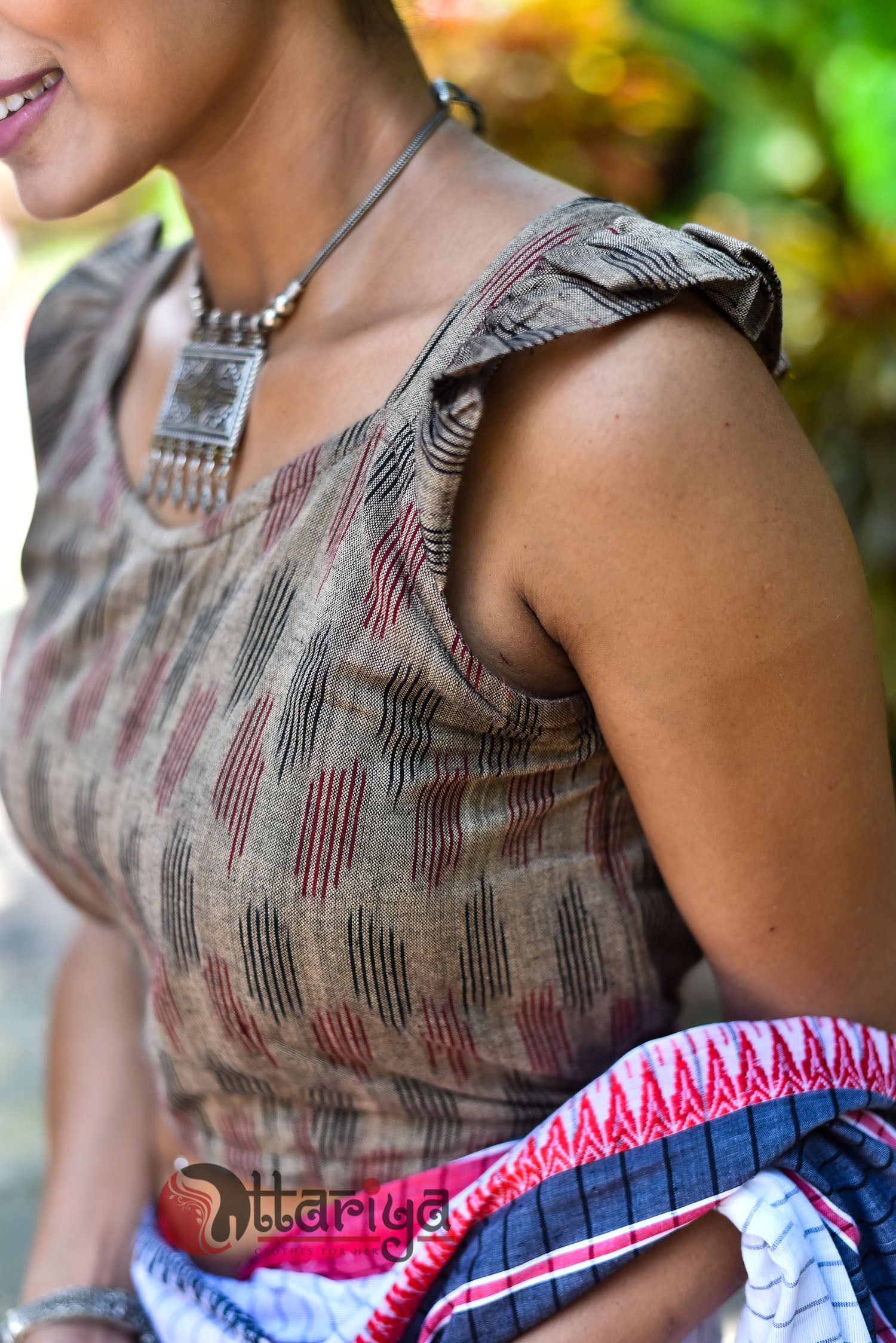 Chickoo Boat Neck Silk Blouse