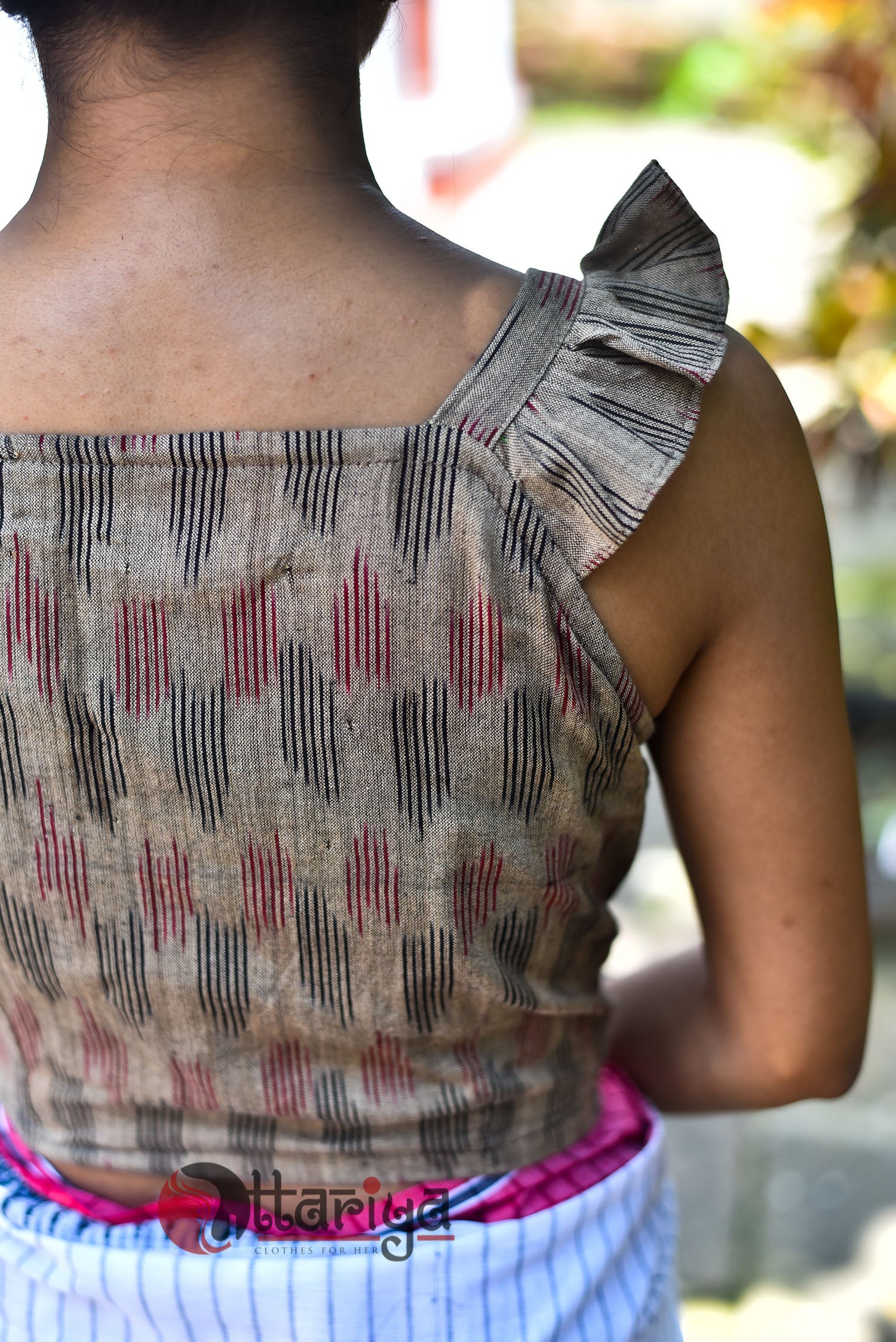 Chickoo Boat Neck Silk Blouse