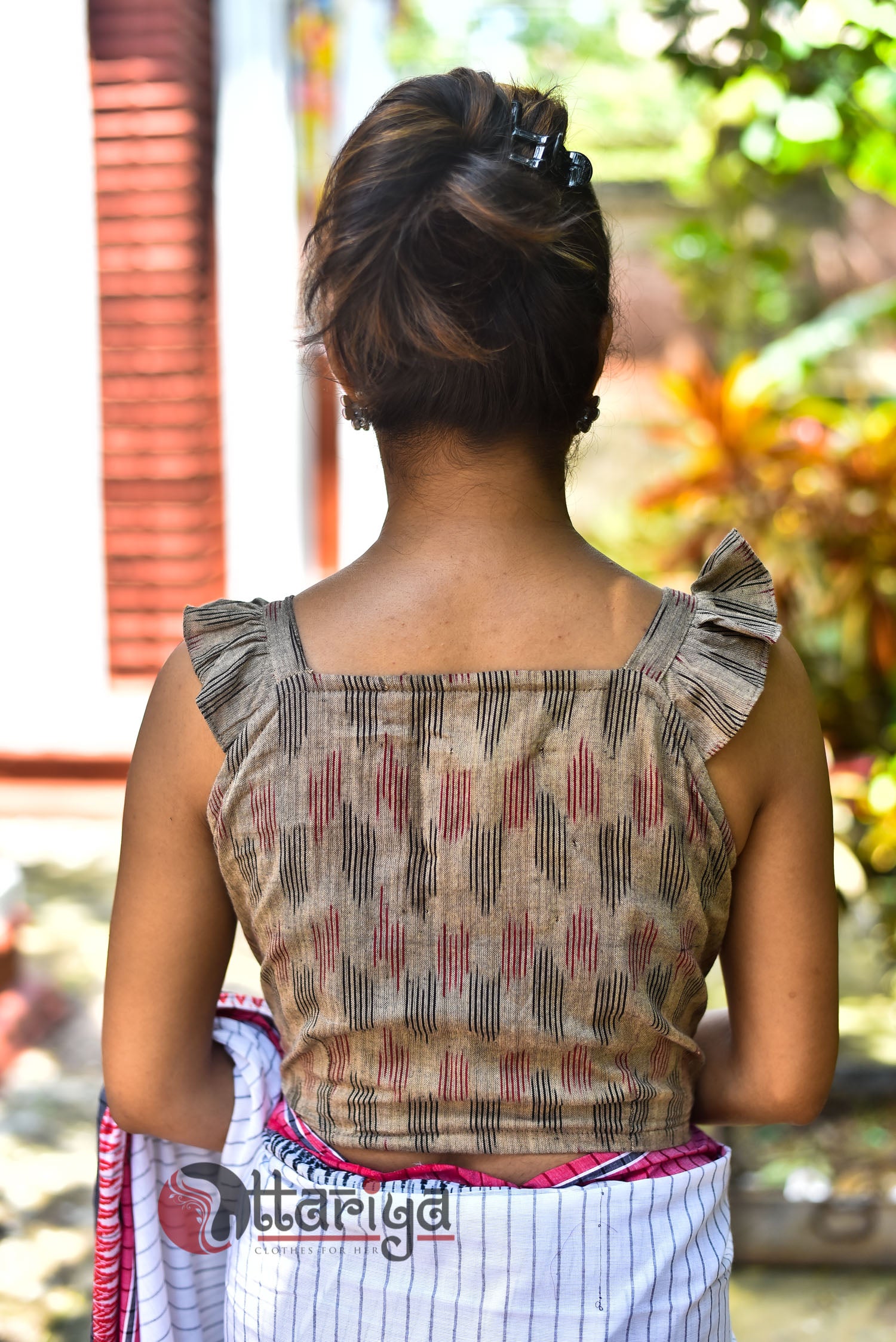 Chickoo Boat Neck Silk Blouse