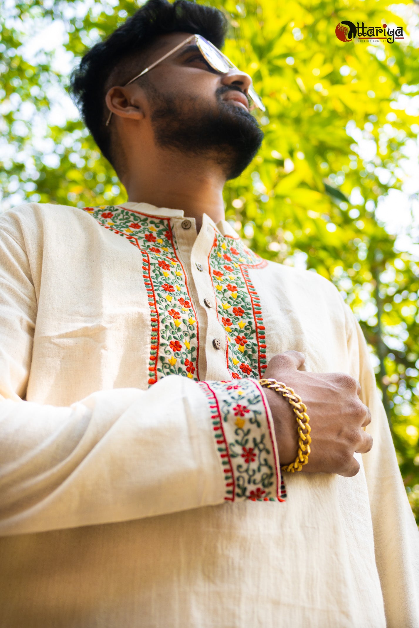 Pure Khadi Designer Kurta Long - Uttariya