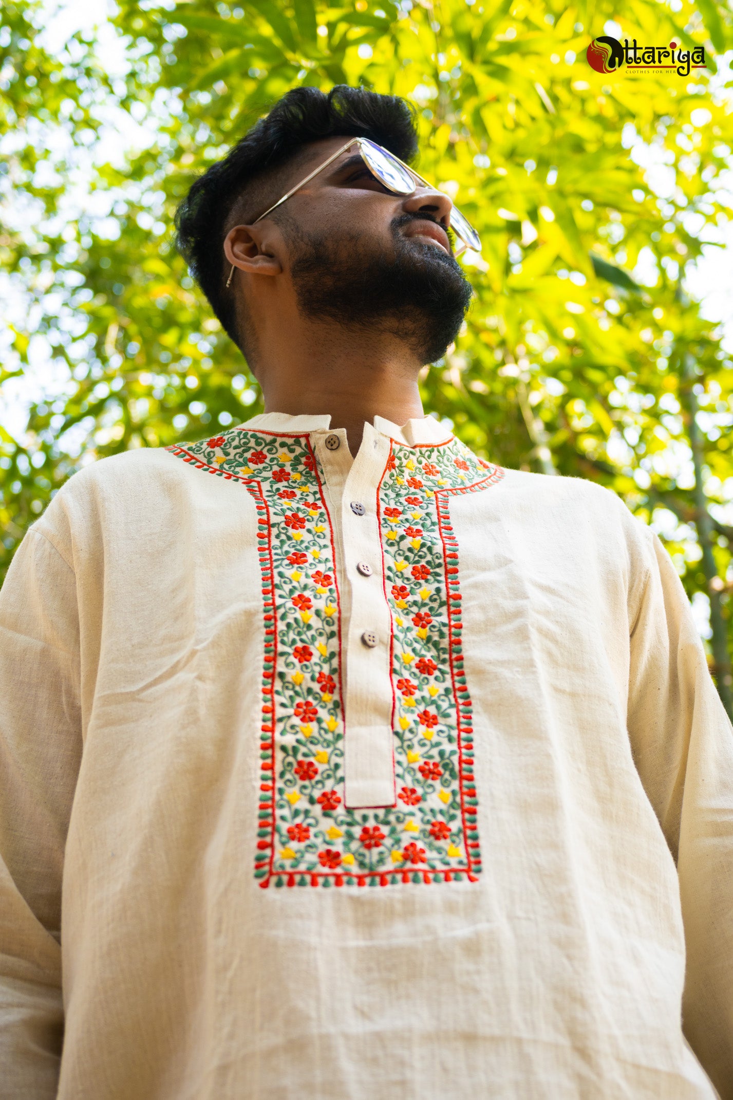 Pure Khadi Designer Kurta Long - Uttariya