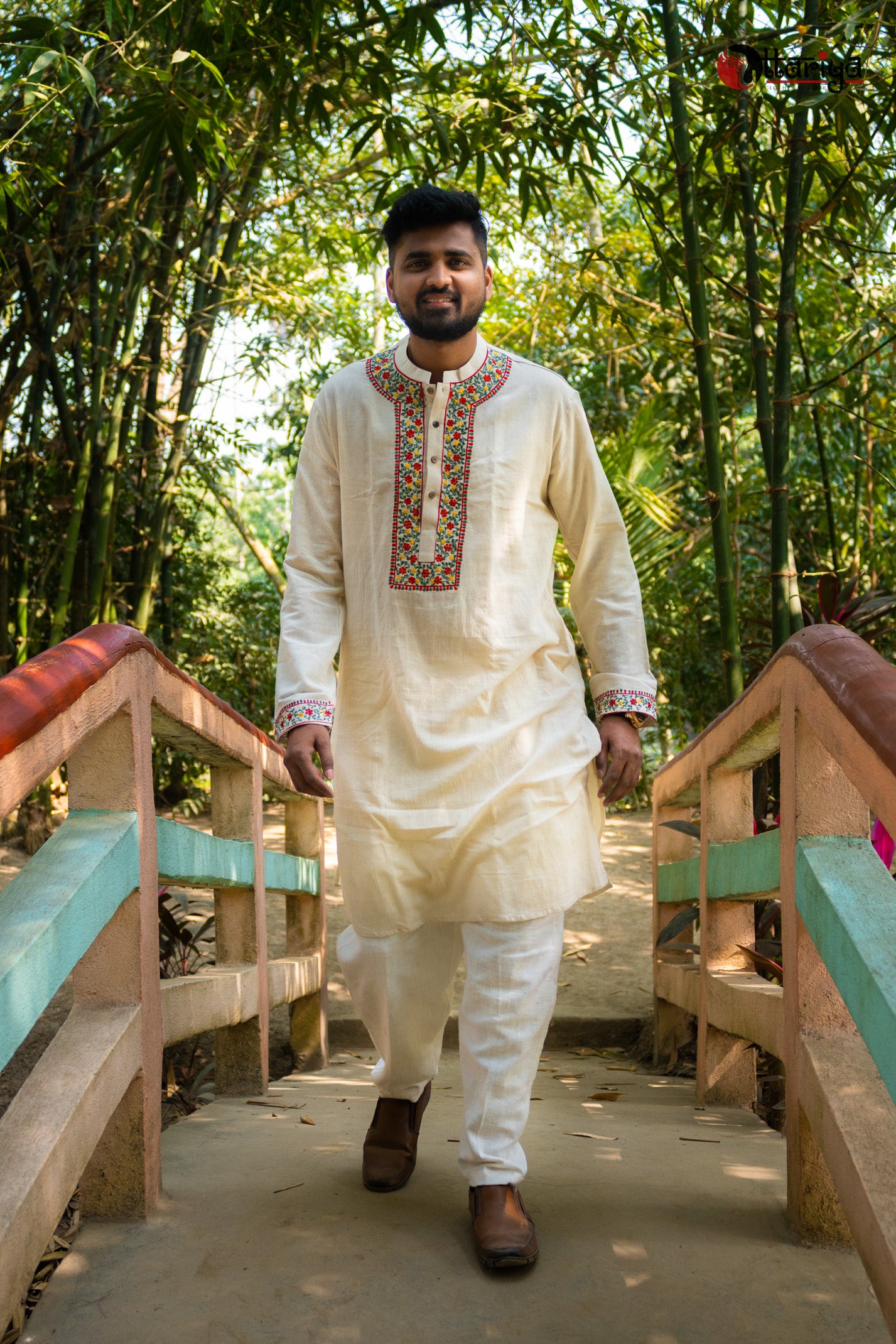 Pure Khadi Designer Kurta Long - Uttariya
