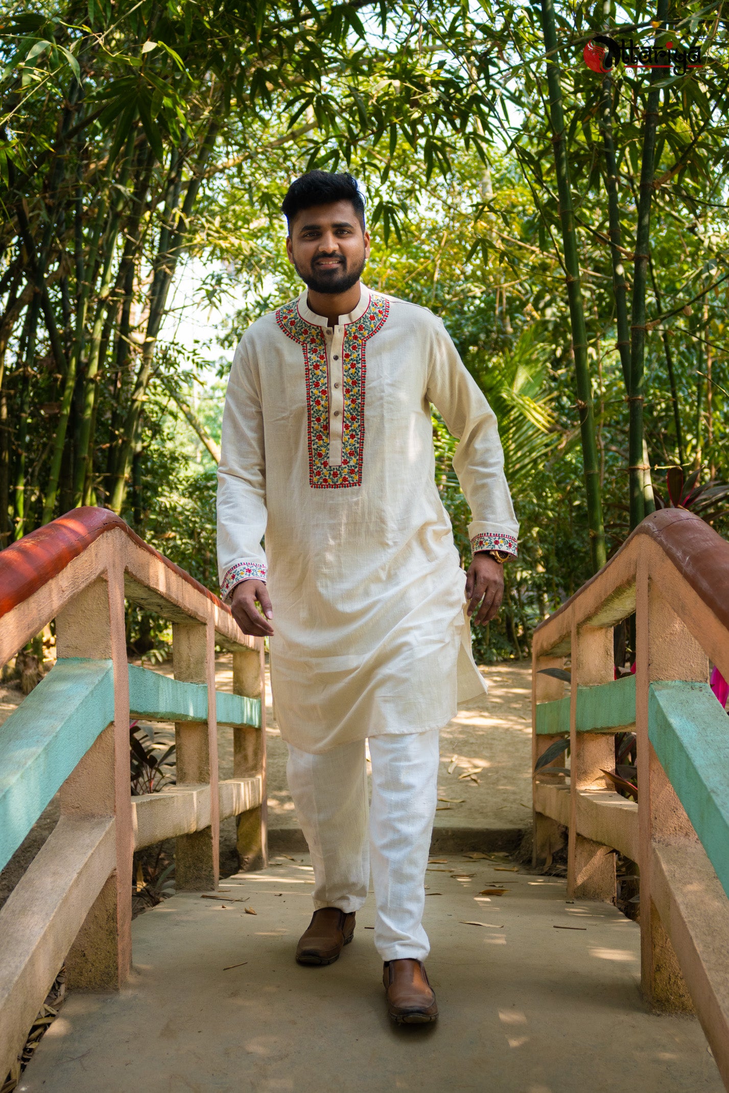 Pure Khadi Designer Kurta Long - Uttariya
