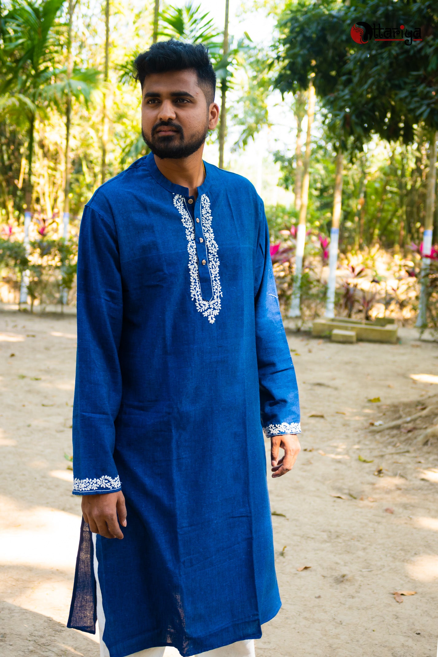 Indigo Khadi Designer Kurta - Uttariya