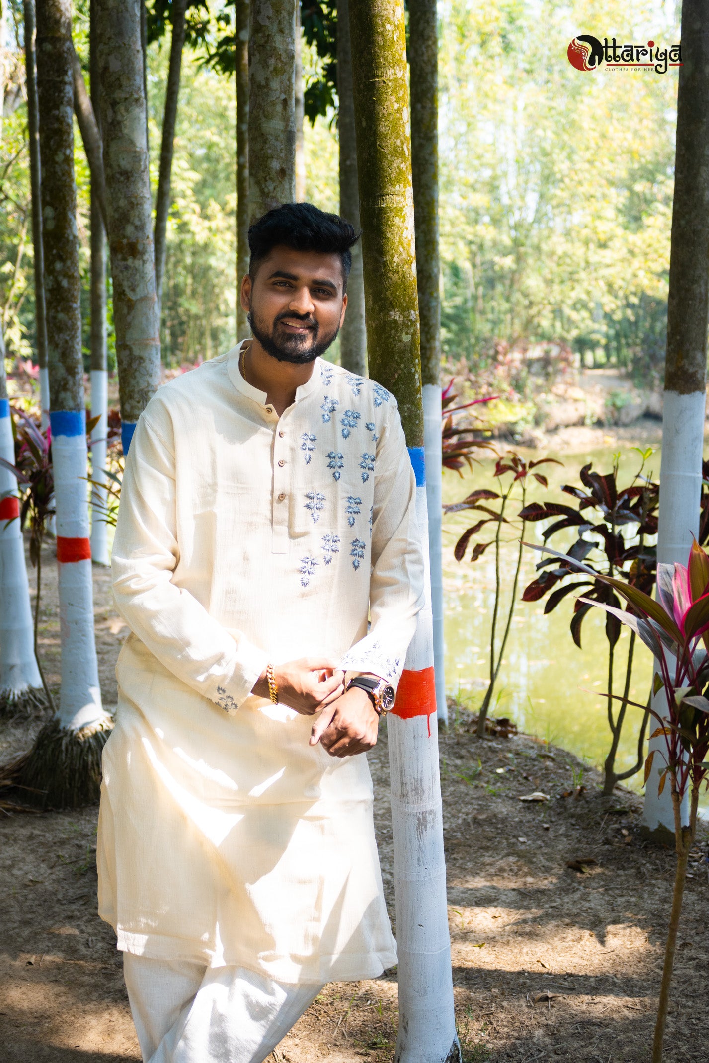 Khadi Designer long Kurta - Uttariya