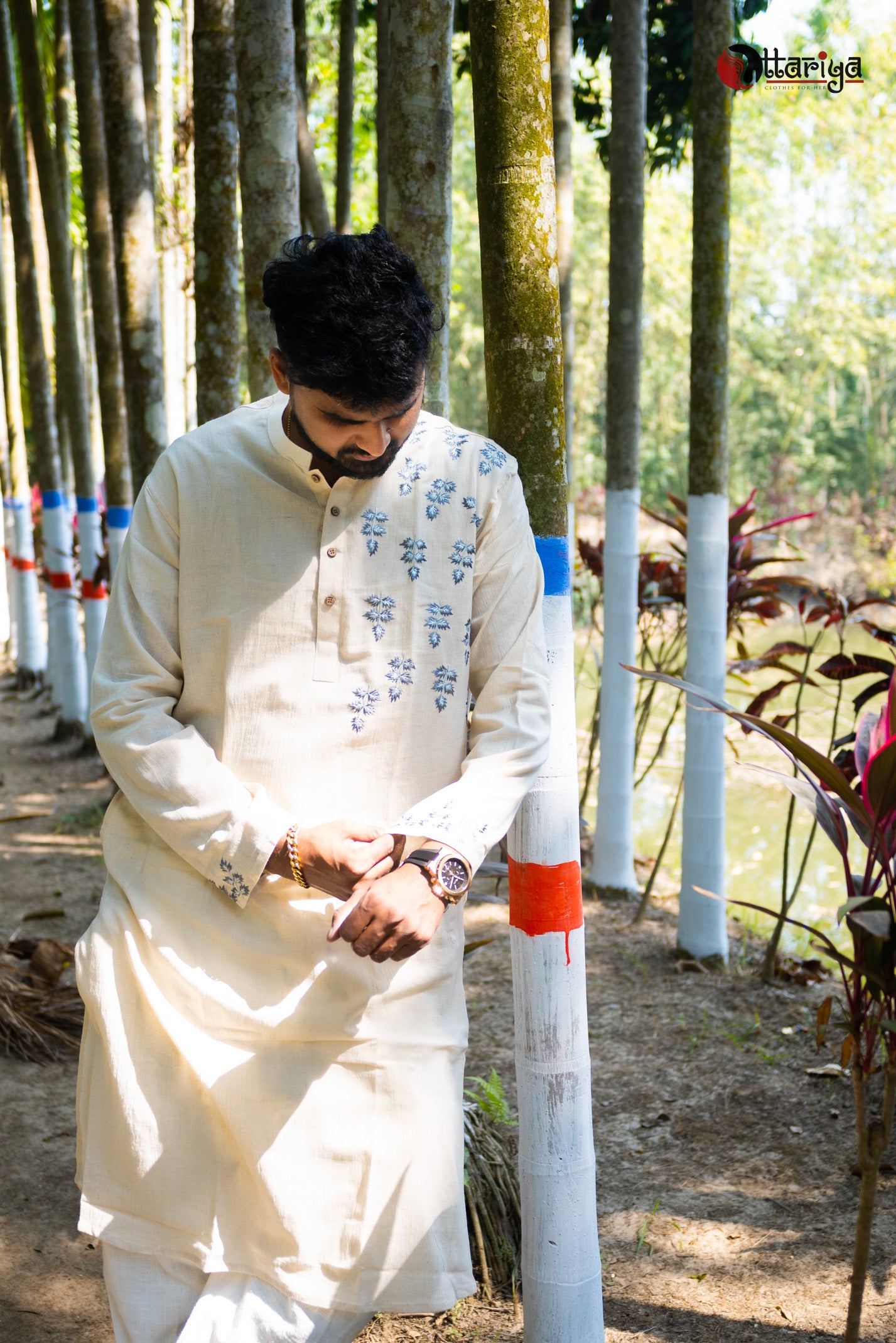 Khadi Designer long Kurta - Uttariya