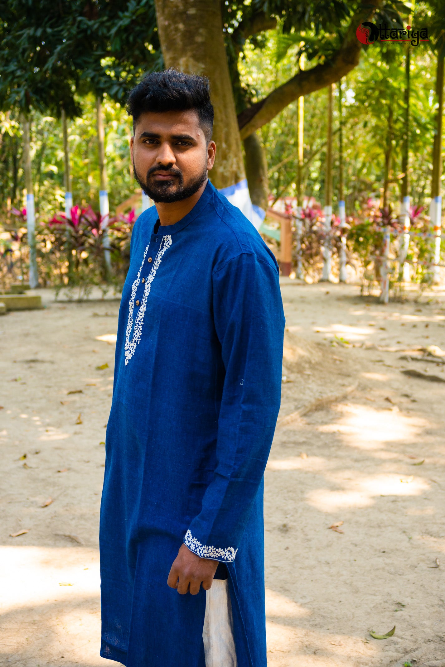 Indigo Khadi Designer Kurta - Uttariya
