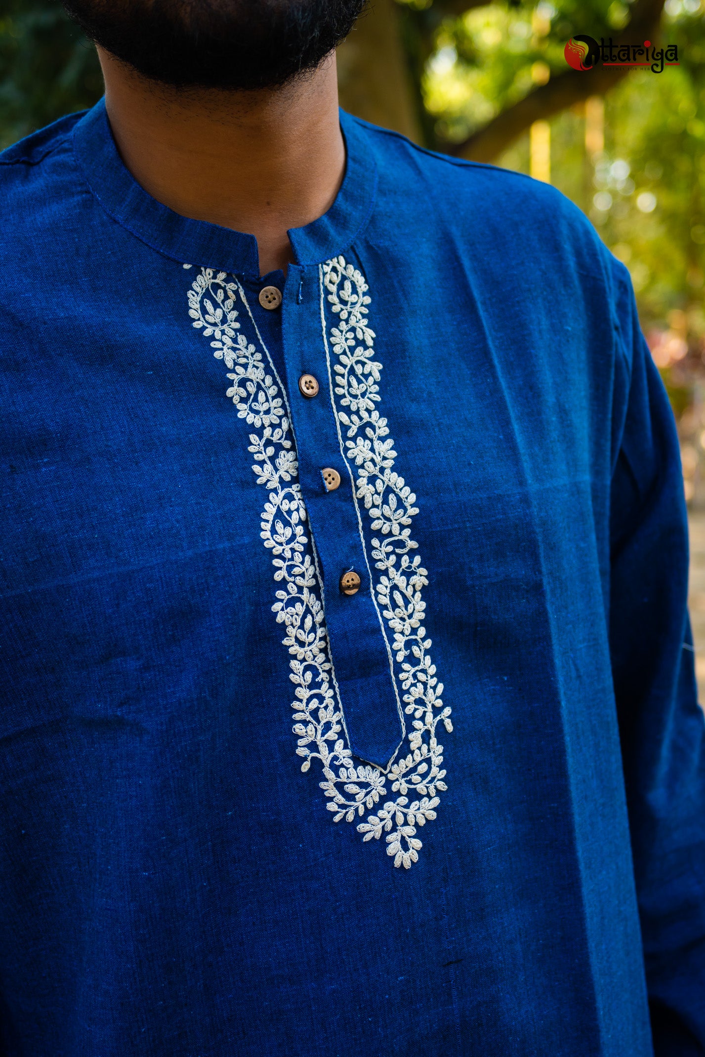 Indigo Khadi Designer Kurta - Uttariya