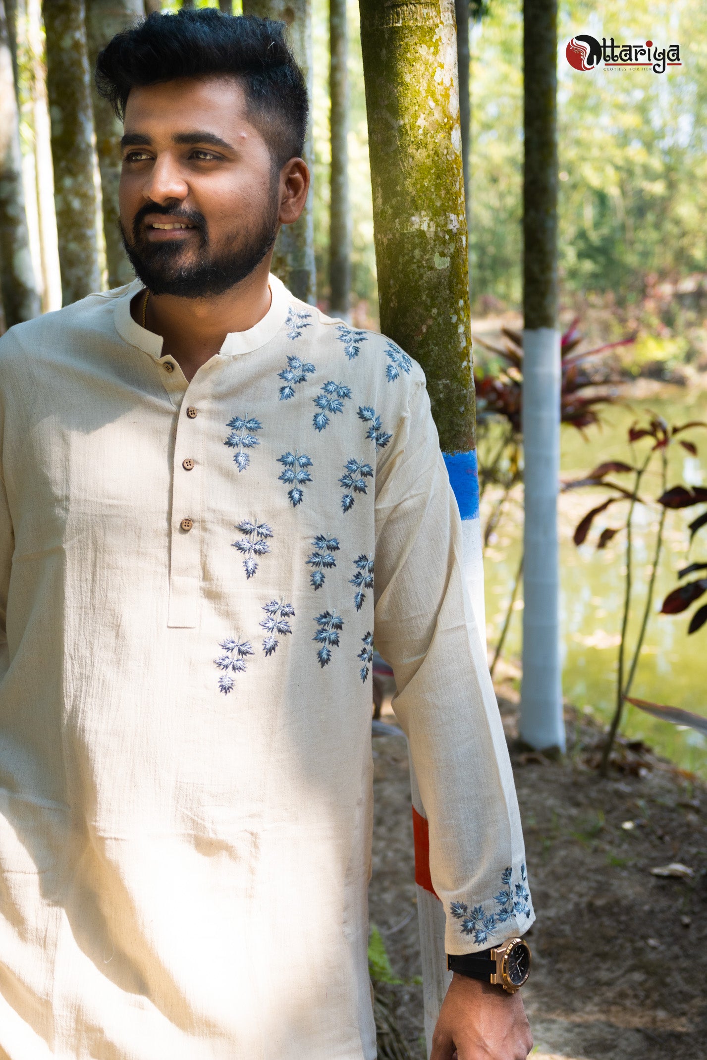 Khadi Designer long Kurta - Uttariya