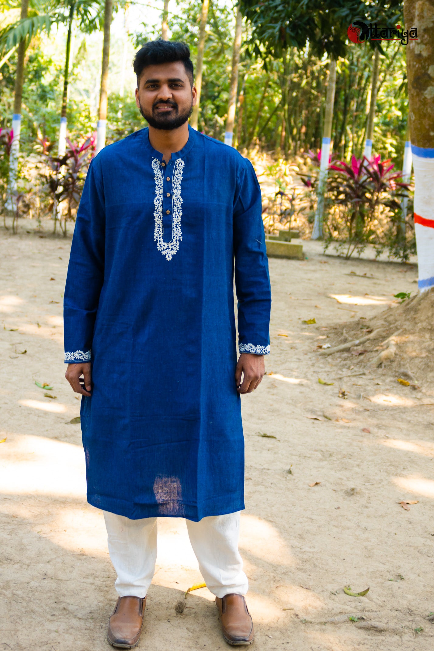 Indigo Khadi Designer Kurta - Uttariya