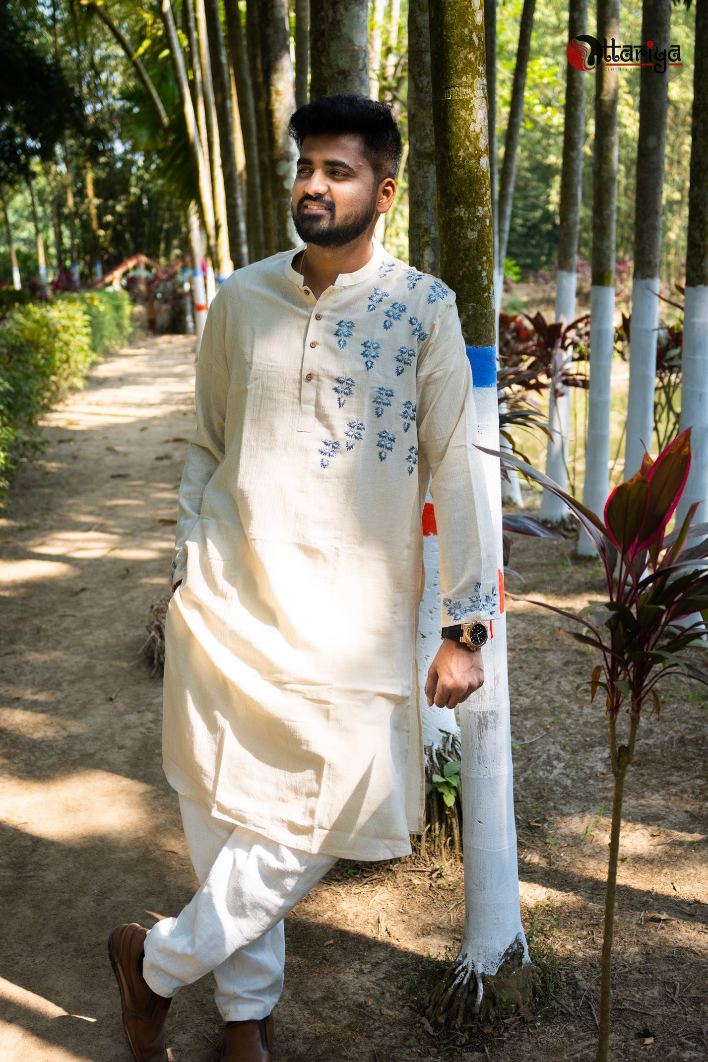 Khadi Designer long Kurta - Uttariya