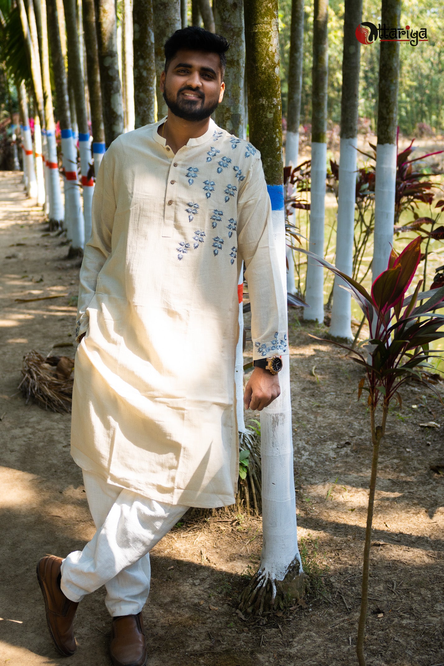 Khadi Designer long Kurta - Uttariya