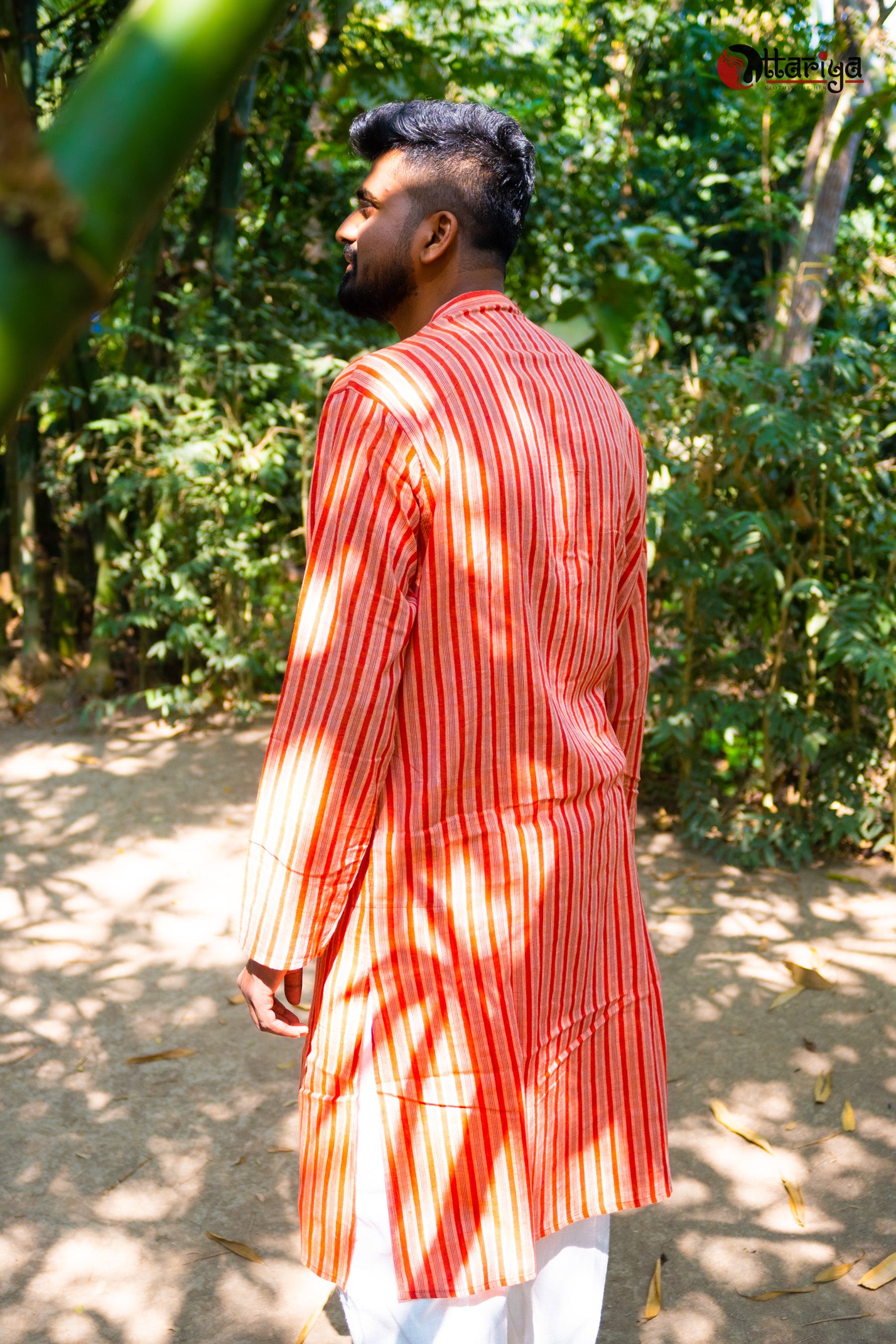 Vibrant Stripe Kurta - Uttariya