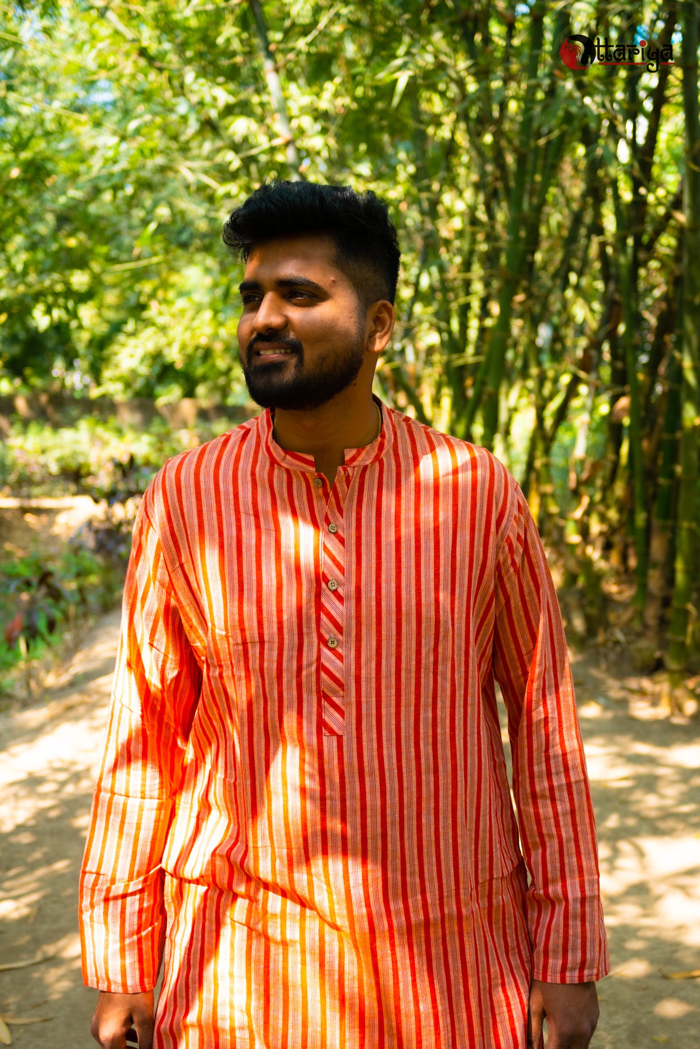 Vibrant Stripe Kurta - Uttariya