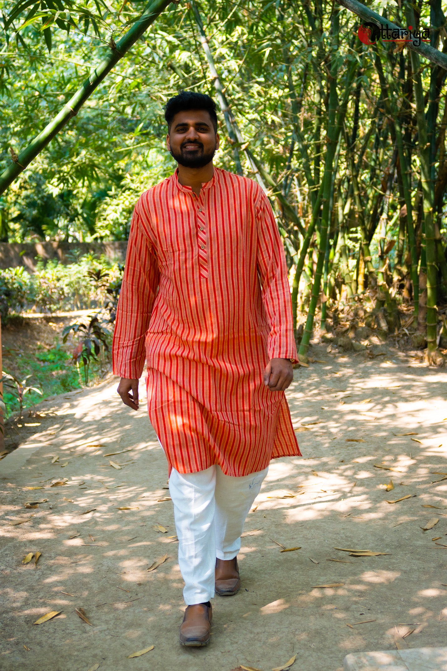 Vibrant Stripe Kurta - Uttariya