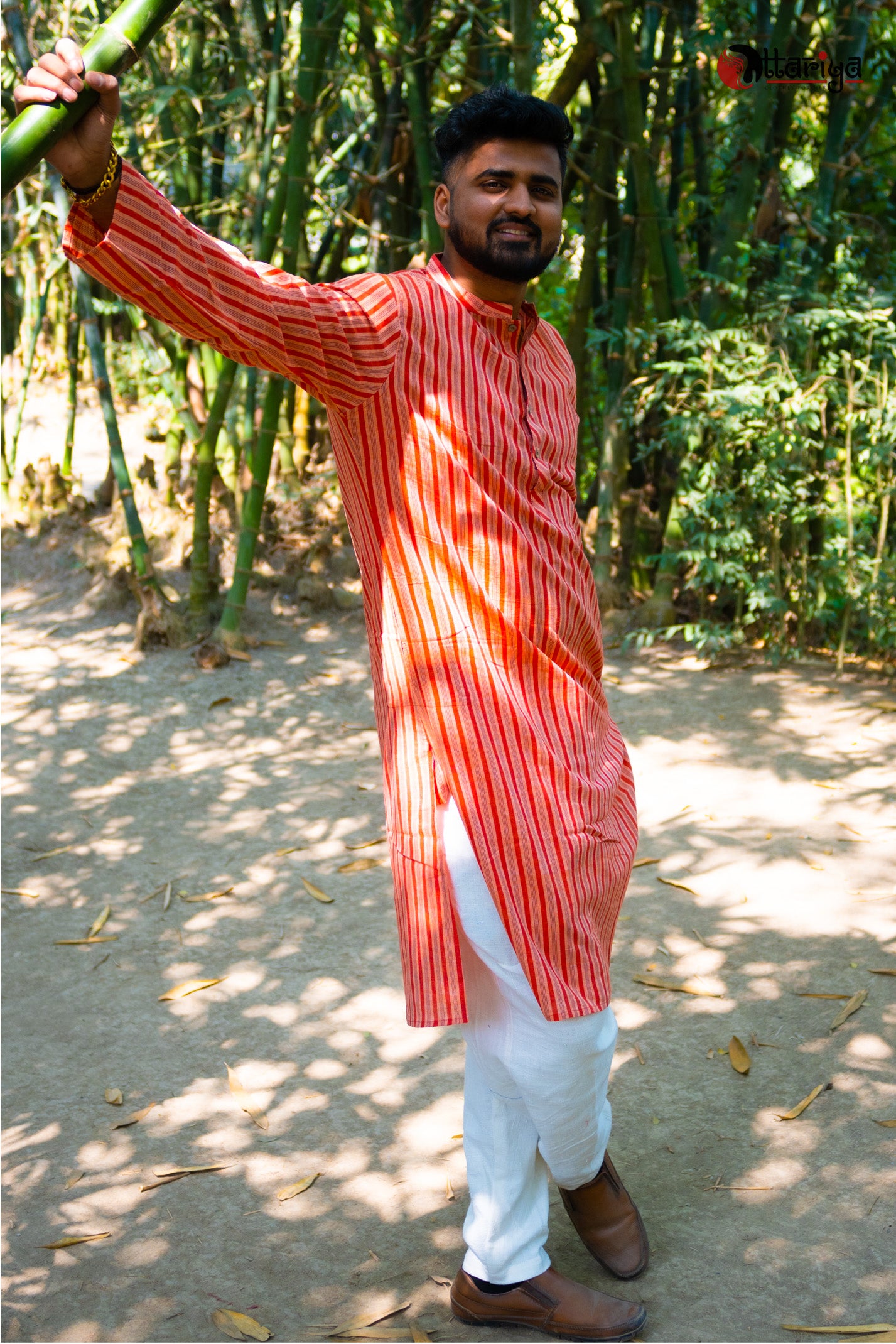 Vibrant Stripe Kurta - Uttariya
