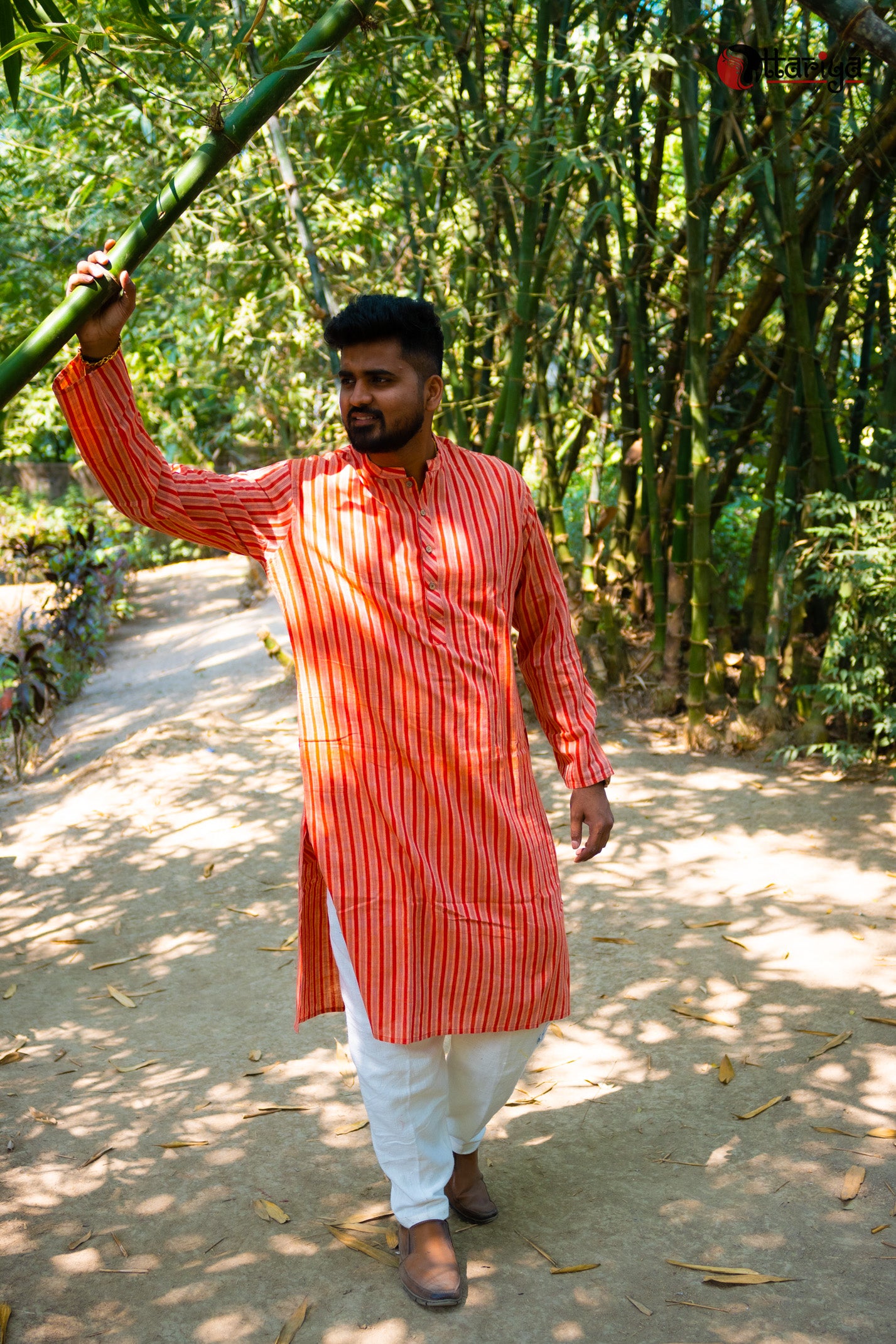 Vibrant Stripe Kurta - Uttariya