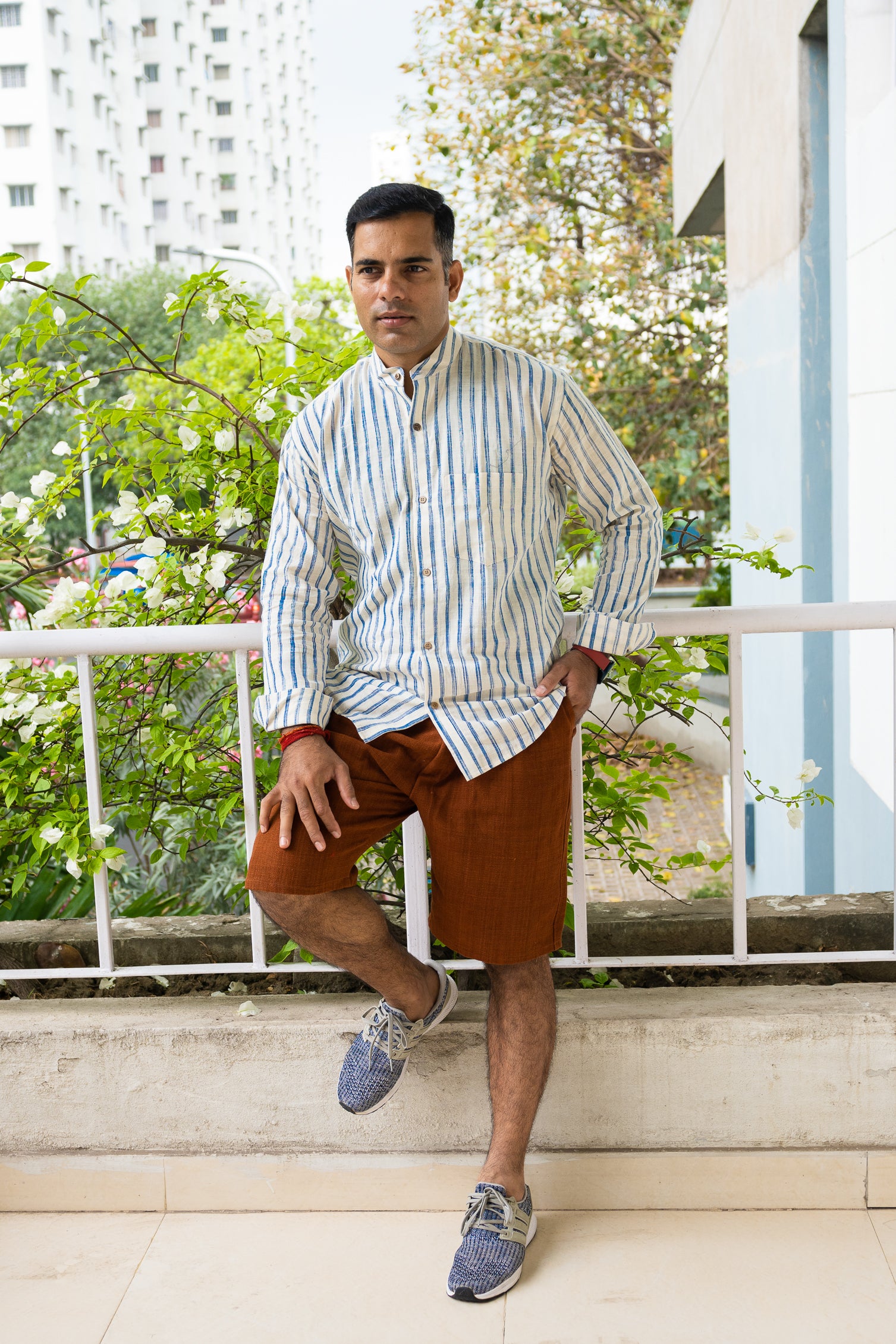 Summer Cool Weekend Blue stripe shirt