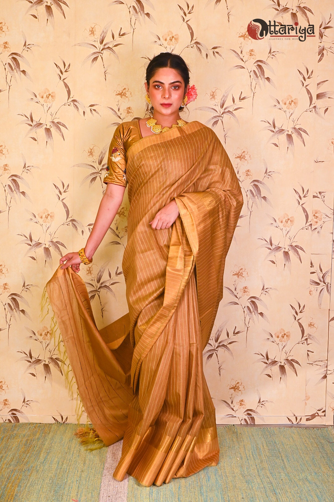 Golden TAsar Handloom Silk Saree