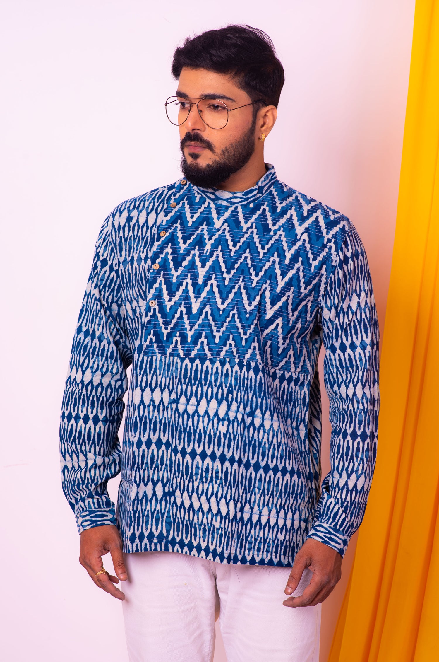 Handloom Cotton Indigo Shirt - Uttariya