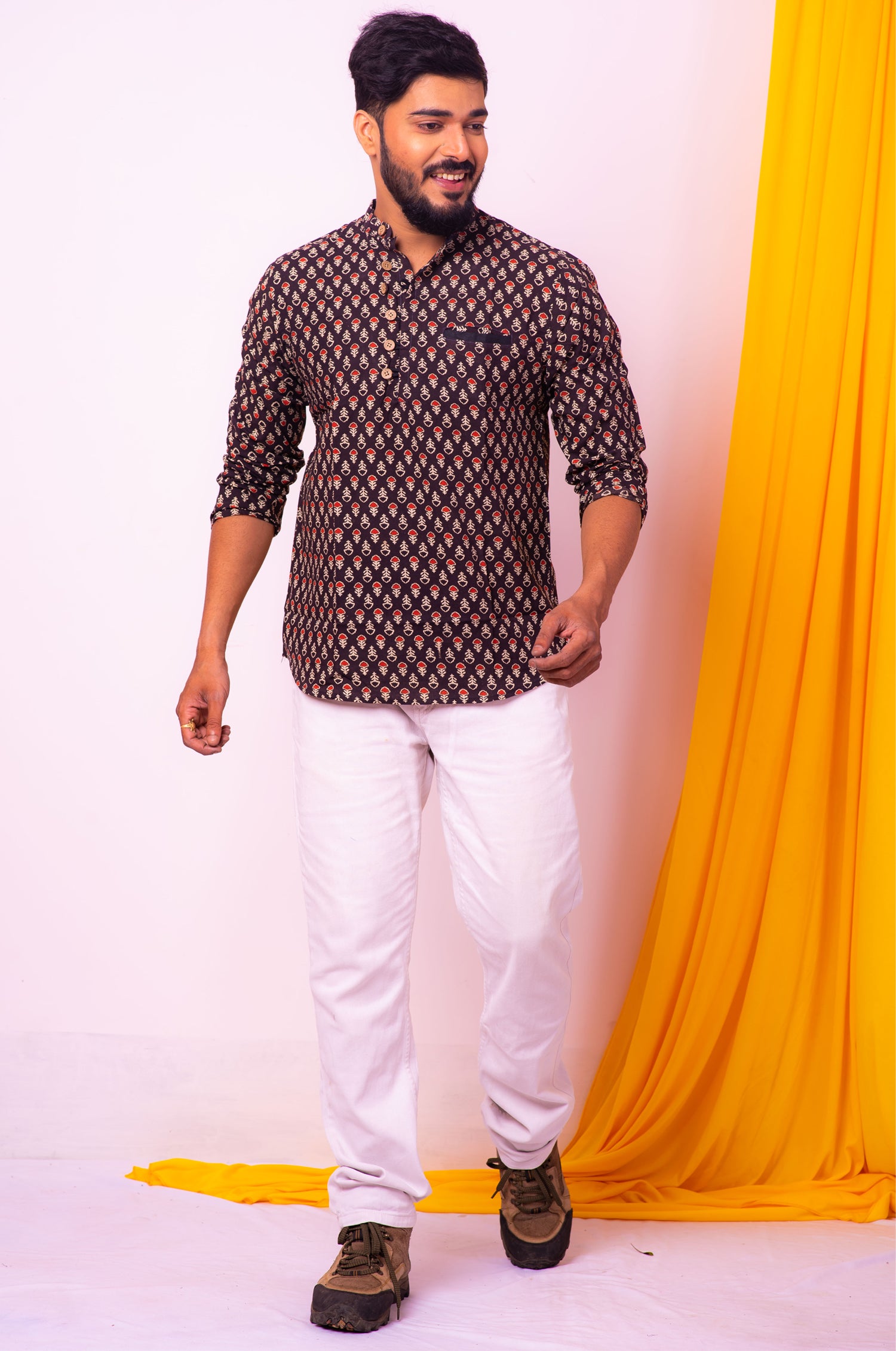 Black Ajrakh Shirt - Uttariya