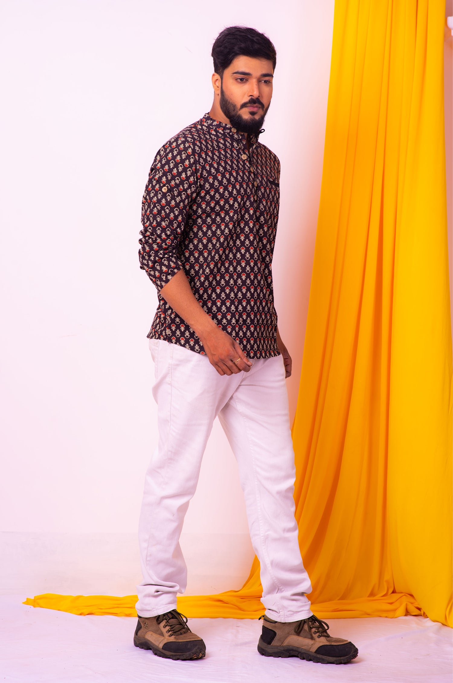 Black Ajrakh Shirt - Uttariya