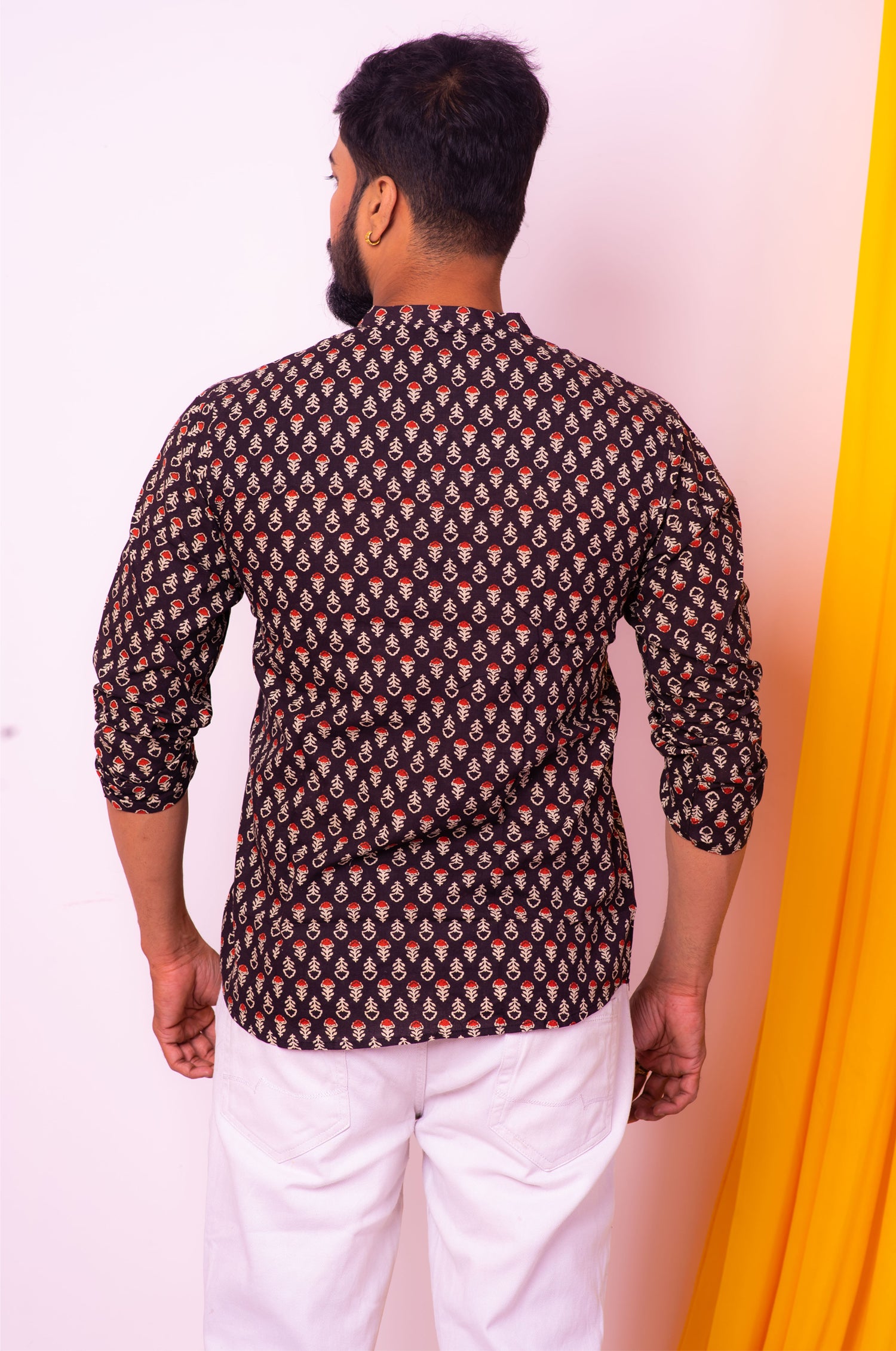 Black Ajrakh Shirt - Uttariya