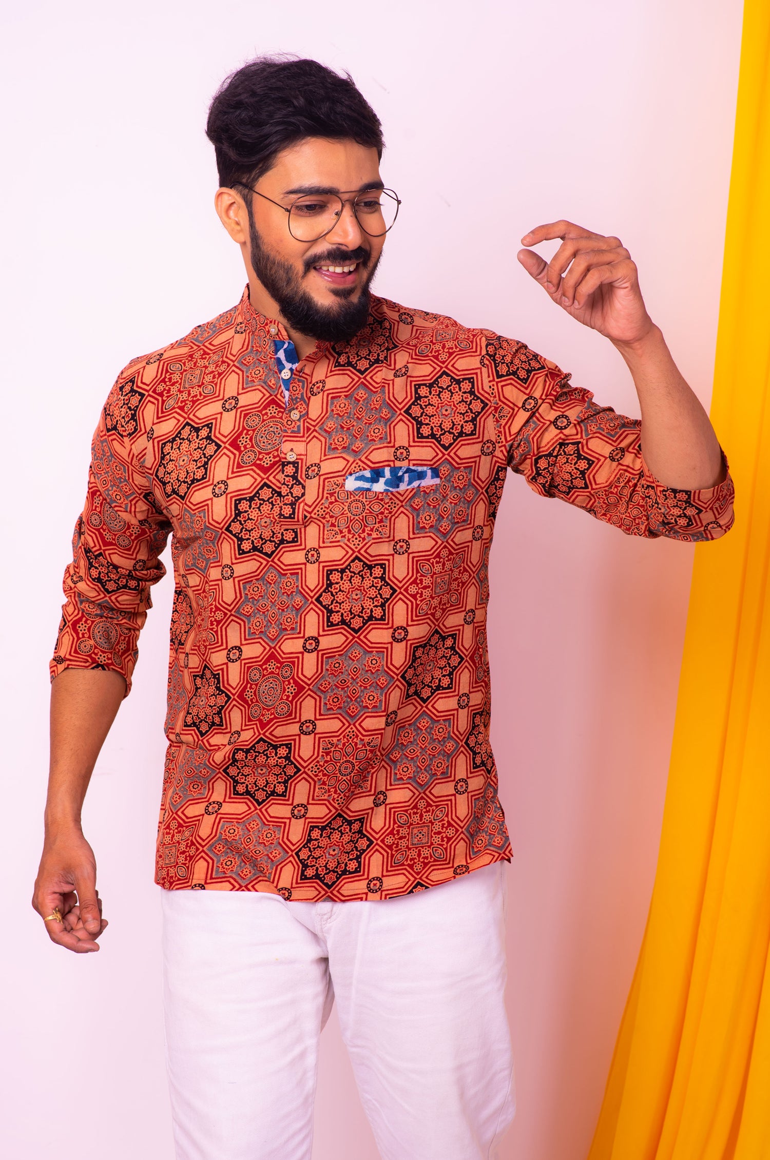 Choco Ajrakh Shirt - Uttariya