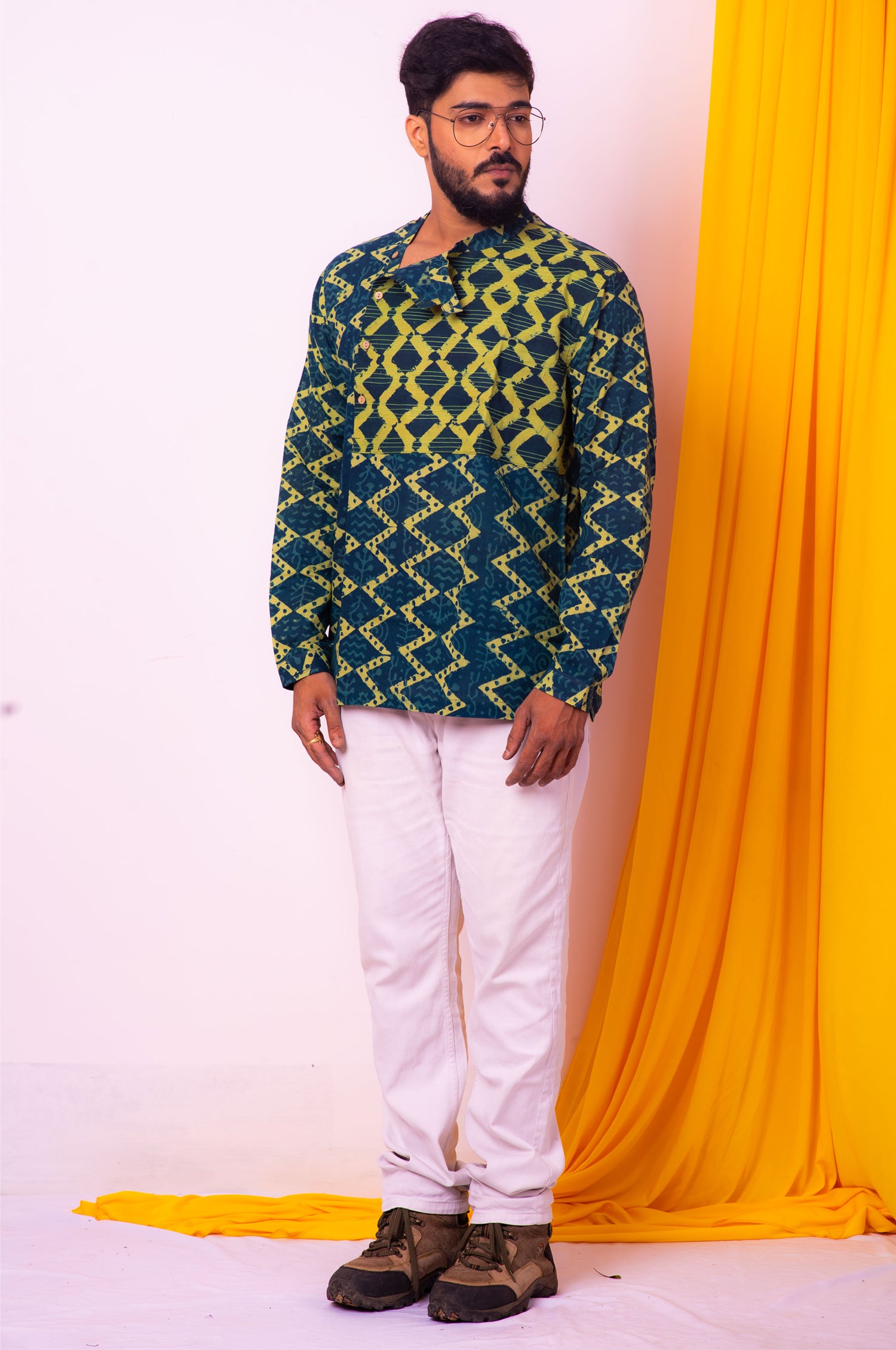 Denim Cotton Kurta for Men - Uttariya